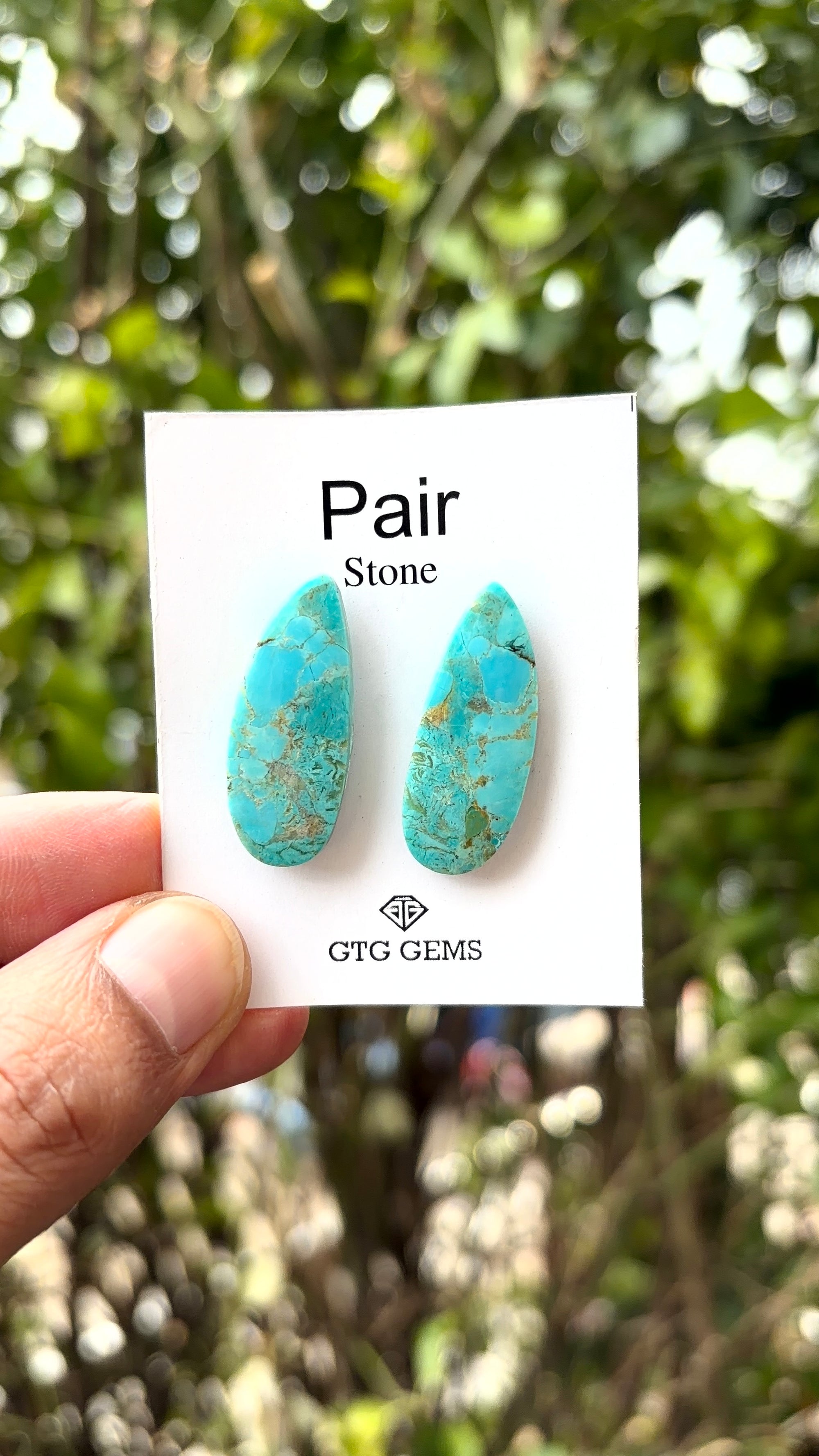 American Turquoise Cabochon Matching Pair 30x11 mm
