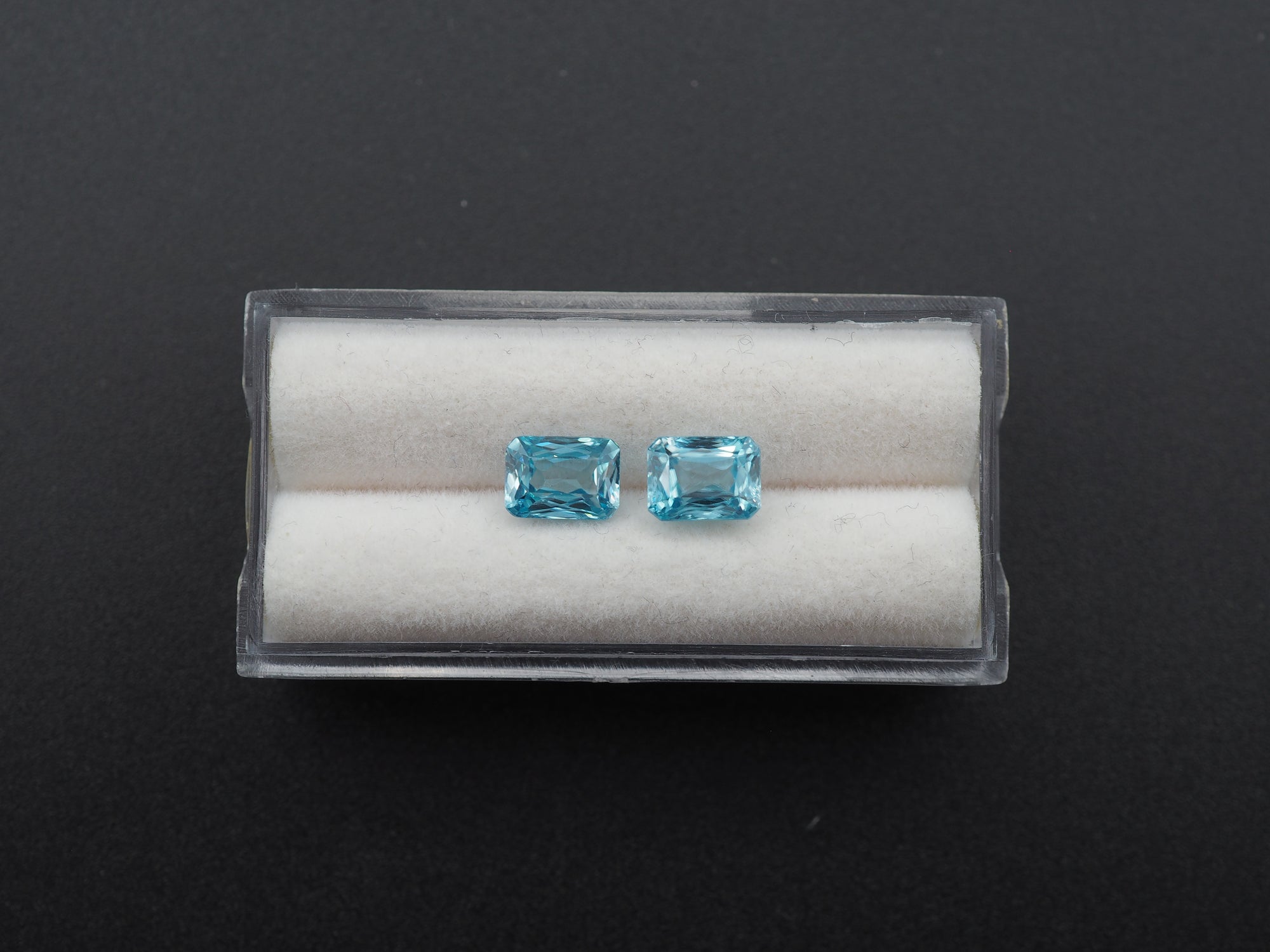 Blue Zircon Faceted Cushion Square Shape  Matching Pair 7x 5 mm Approximately 3.94 Carat