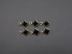 Black Onyx 18K Gold Filled Bezel 5x5 mm ,Single Connector, Onyx Charm