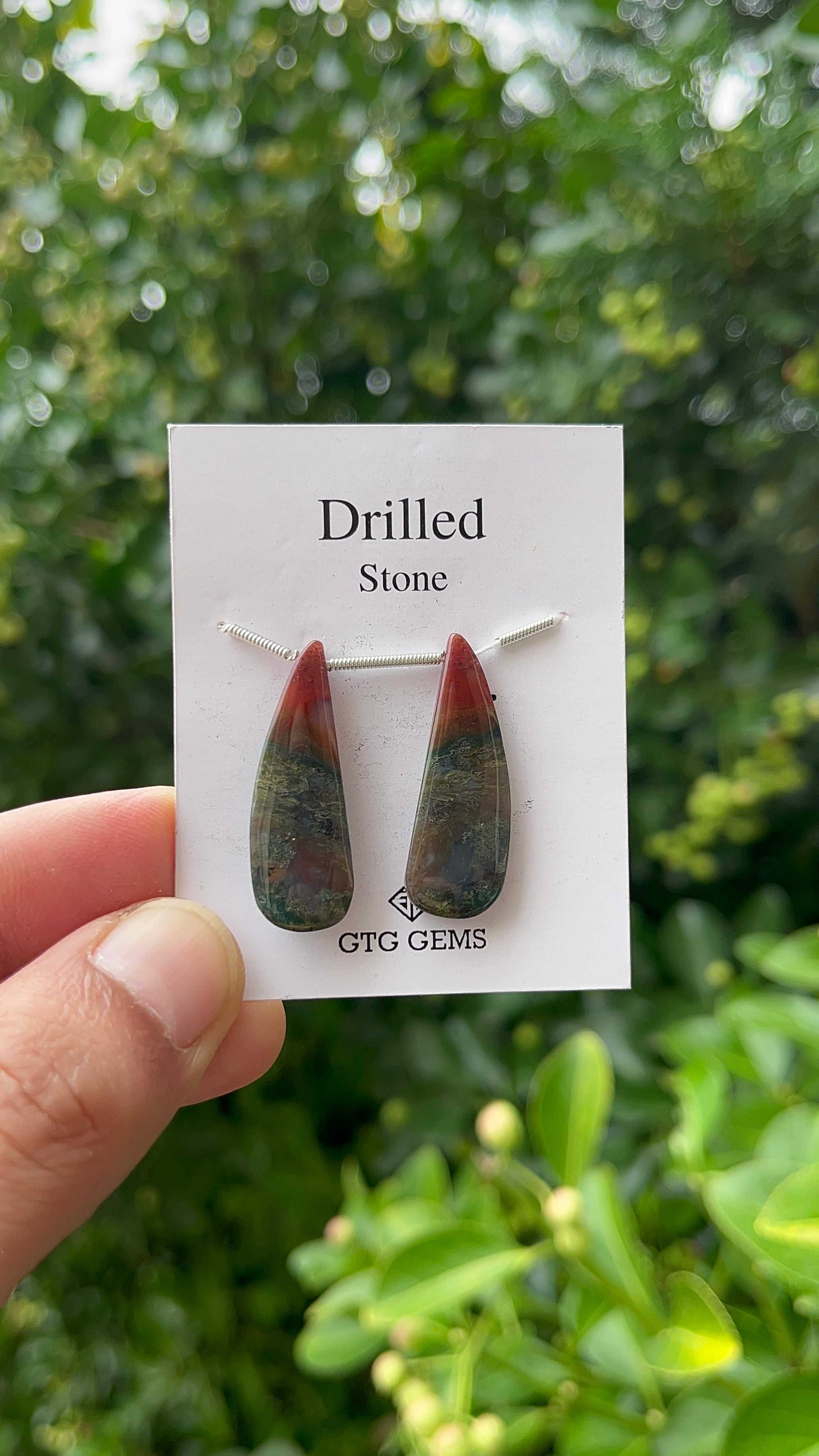Drilled Blood stone jasper31x11 mm Approximately 24 Carat (GTG-DBJ-28)