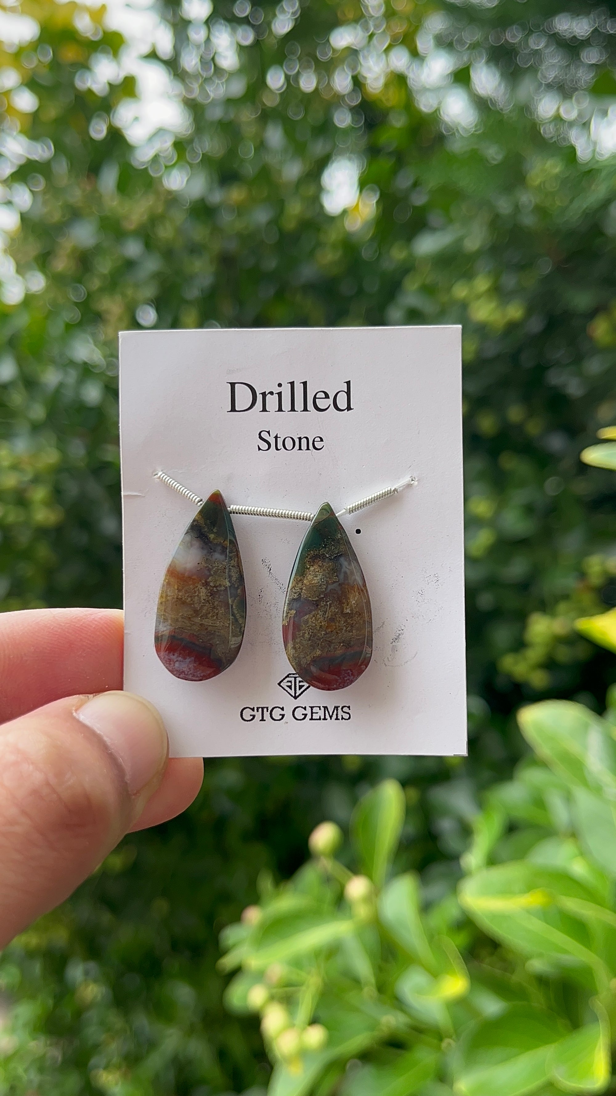 Drilled Blood stone jasper 27x13 mm Approximately 28 Carat (GTG-DBJ-40)