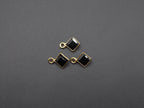 Black Onyx 18K Gold Filled Bezel 5x5 mm ,Single Connector, Onyx Charm