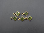 Peridot 18K Gold Filled Bezel 5x5 mm, Single Connector, Peridot Charm
