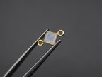 Rainbow Moonstone 18K Gold Filled Bezel 5x5 mm, Double Connector, Moonstone Charm