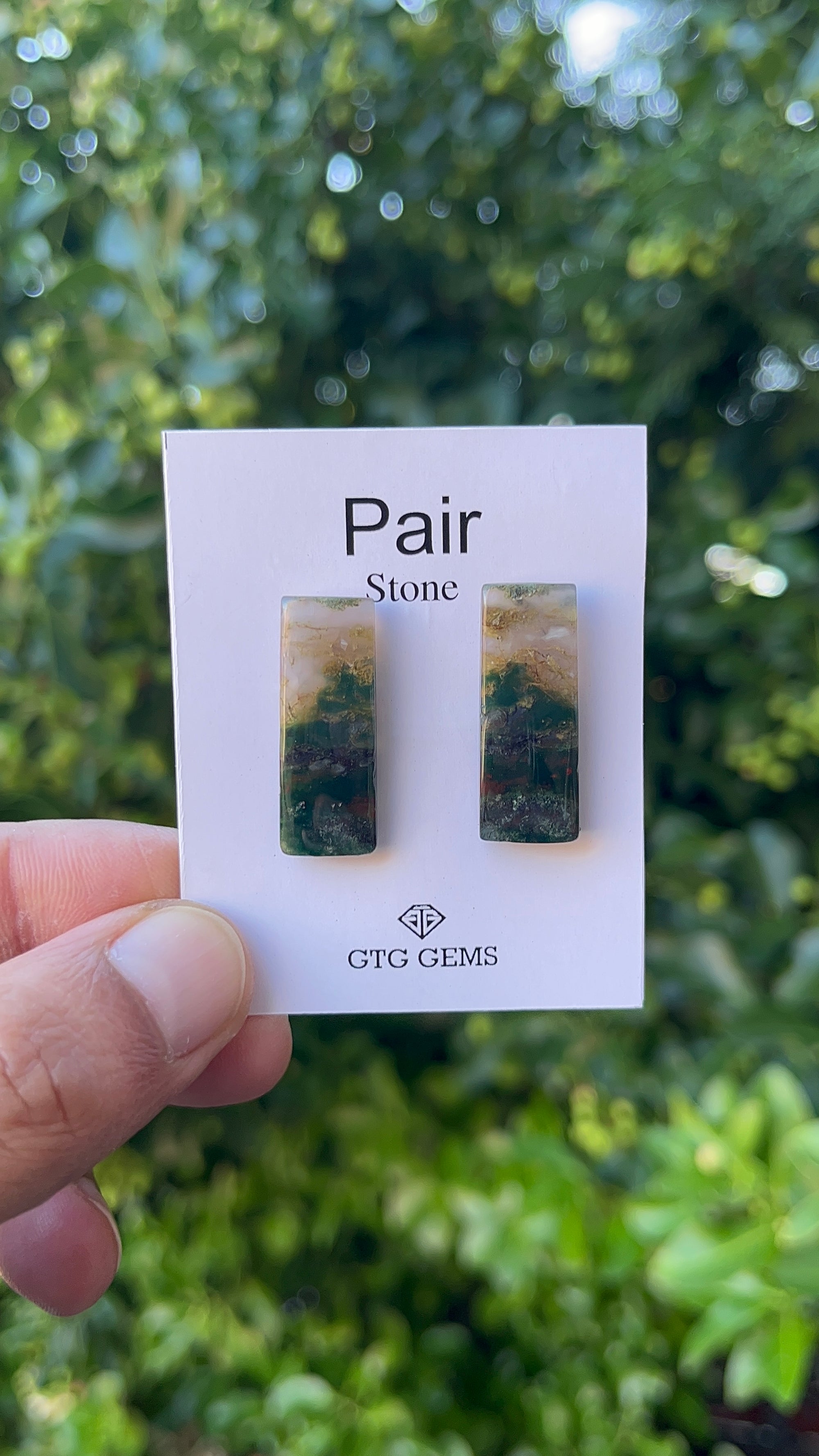 Blood Stone 27.5x10mm Matching Pair Cabochon Approximately 25.5 Carat (GTG-MBS-7)