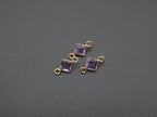 Amethyst 18K Gold Filled Bezel 5x5 mm, Double Connector, Amethyst Charm