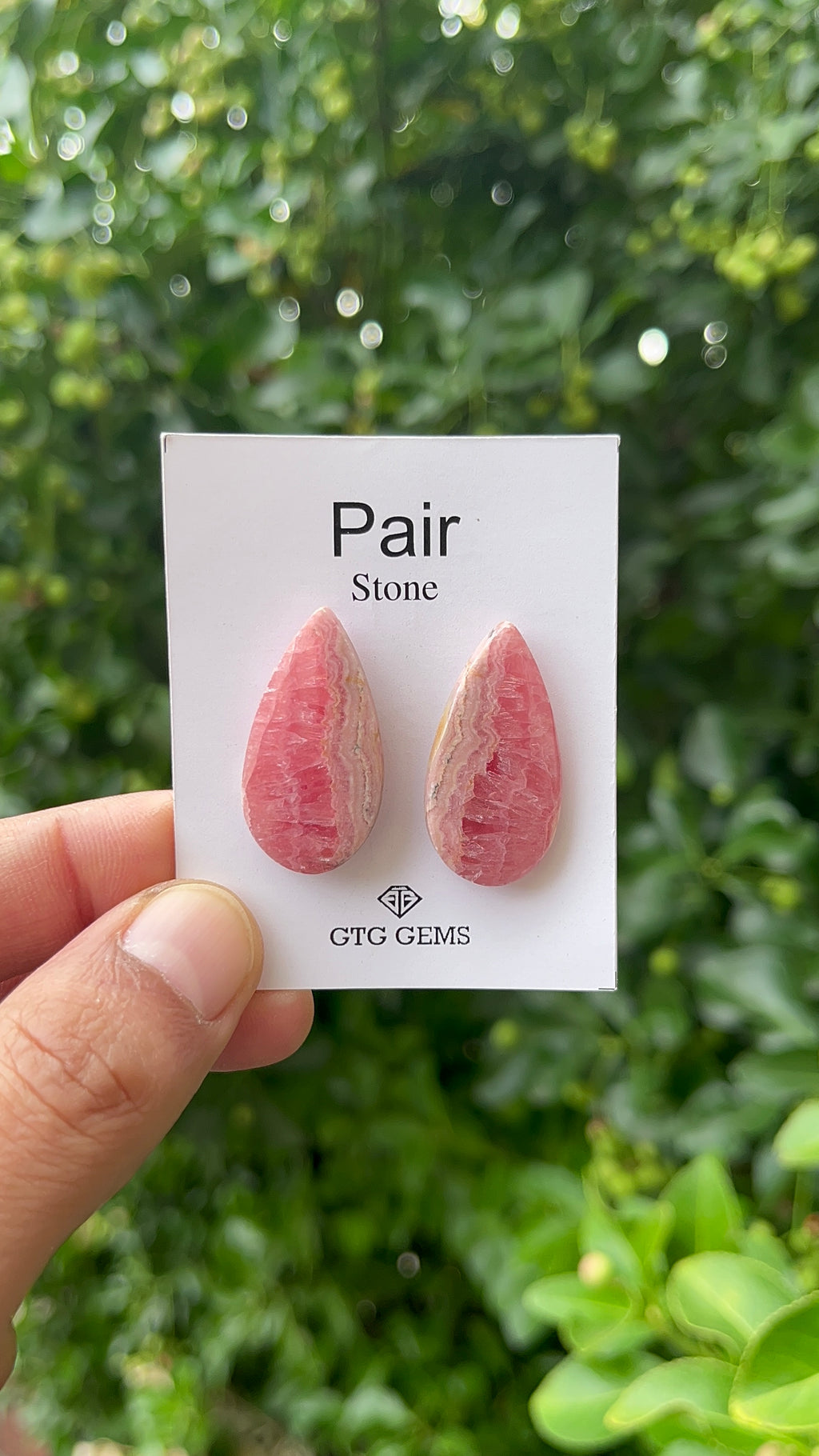 Rhodochrosite 30x16mm Matching Pair Cabochon Approximately 47 Carat (GTG-MCR-38)