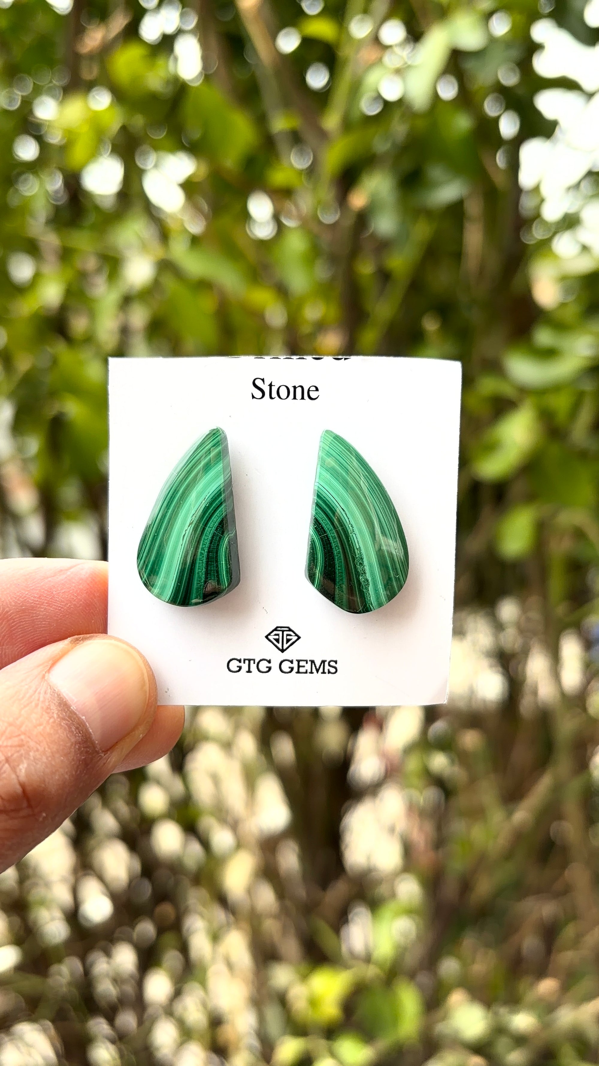 Malachite 25x14 mm Matching Pair Cabochon