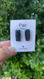 Natural  Azurite Matching Pair Cabochon, 22.5x11 mm, Approximately 30.5 carat (GTG-MAC-10)