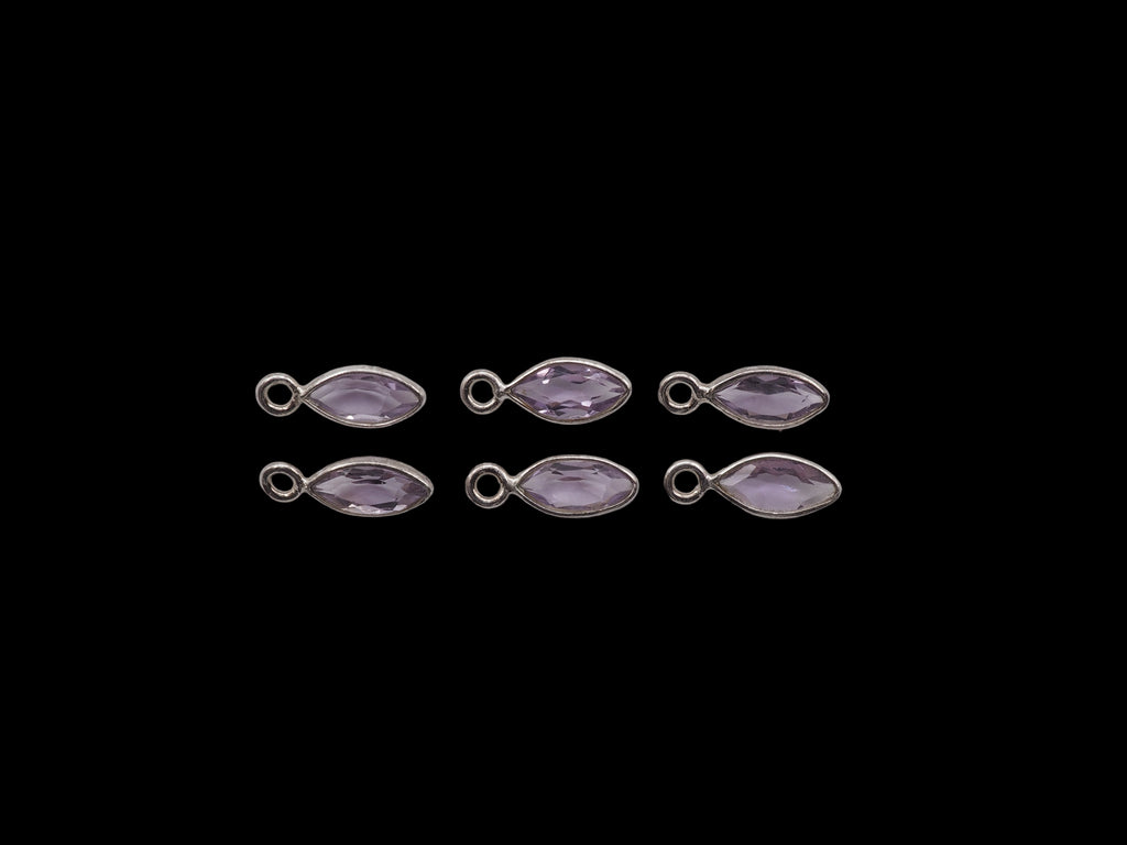 Amethyst Bezel  7x4 mm, Single Connector, Amethyst Bezel, Amethyst  Charm, 925 Sterling Silver(GTG-SBA-12)