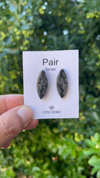 Black Fossil, Cabochon Matching Pair 27x10 mm, Approximately 19 carat (GTG-MBF-3)