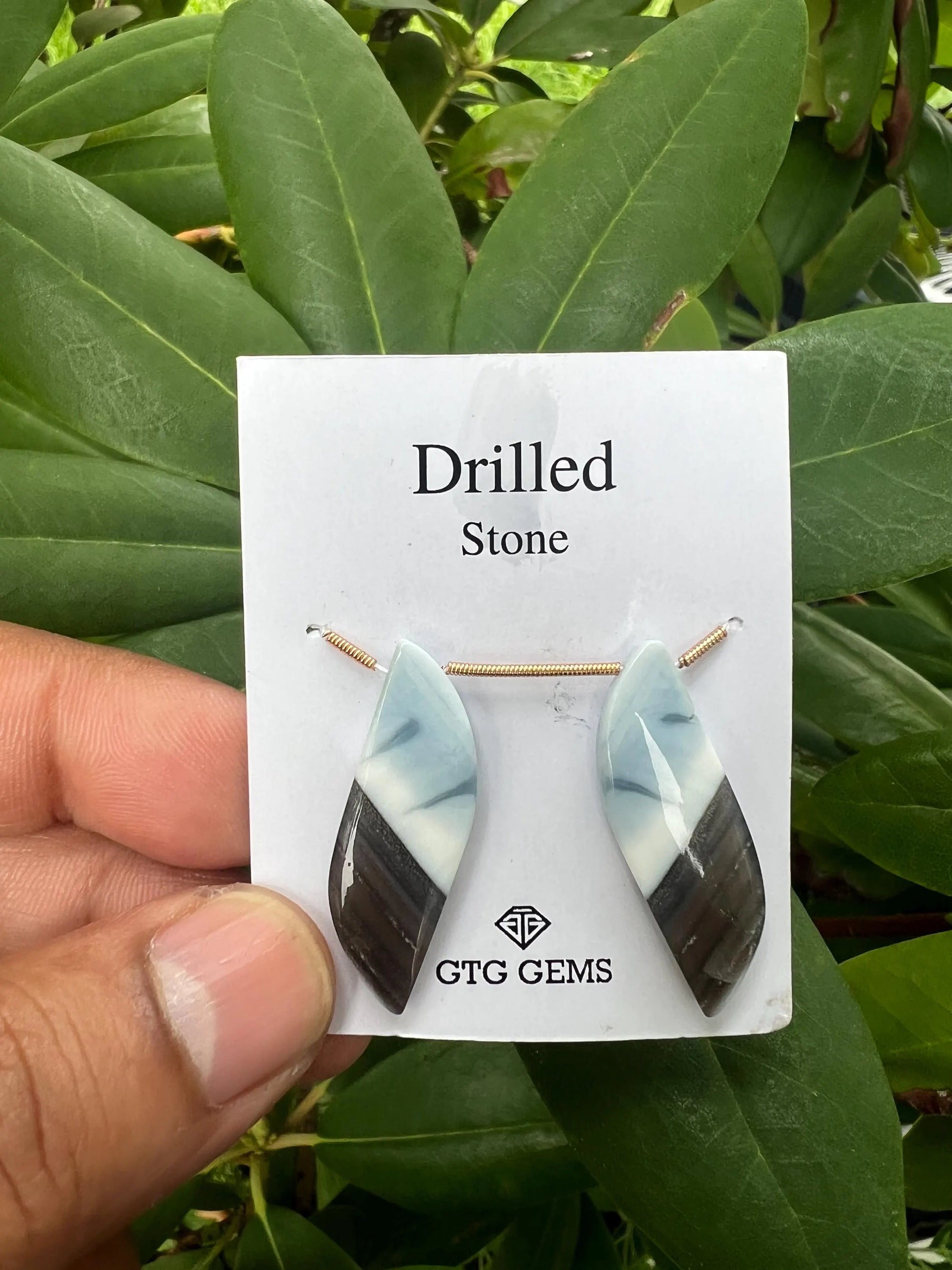 Drilled Blue Opal Cabochon, 34x11mm Approximately  26 Carat (GTG-DOP-4)