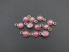 Ruby 18K Gold Filled Bezel 6 mm, Single Connector, Ruby Charm, 1 Piece