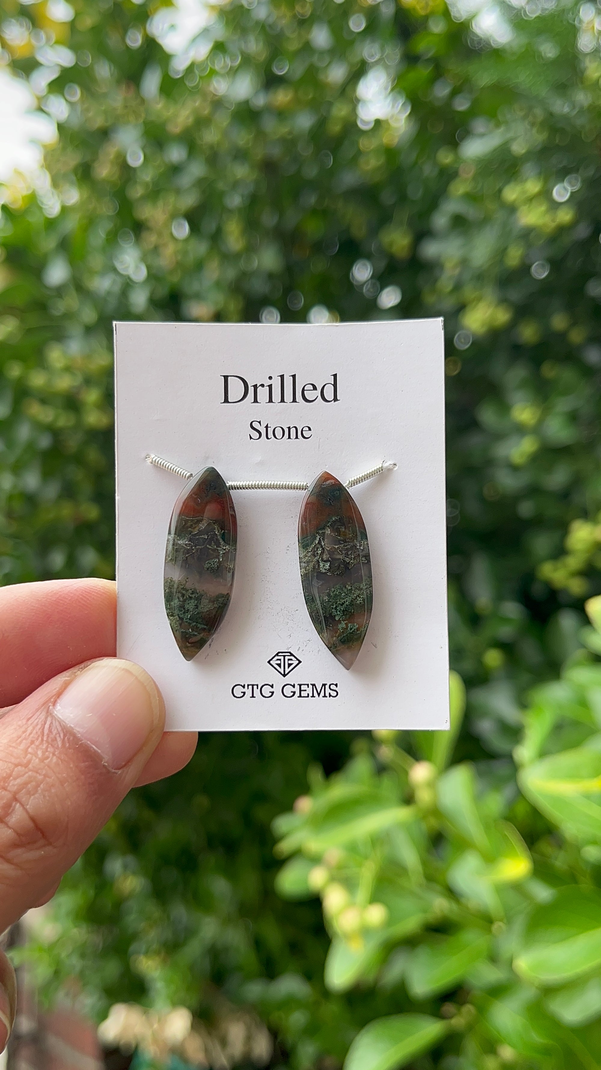 Drilled Blood stone jasper 30x10.5 mm Approximately 27 Carat (GTG-DBJ-38)