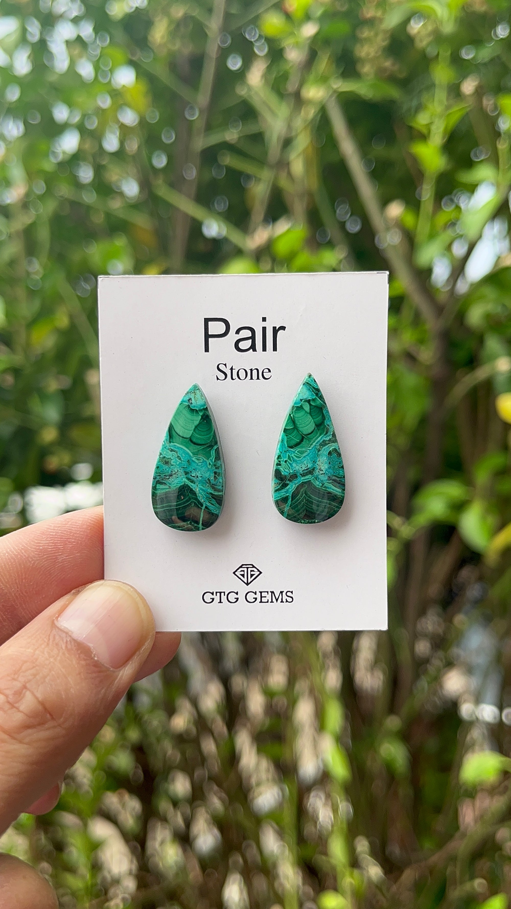 Malachite 26x13 mm Matching Pair Cabochon