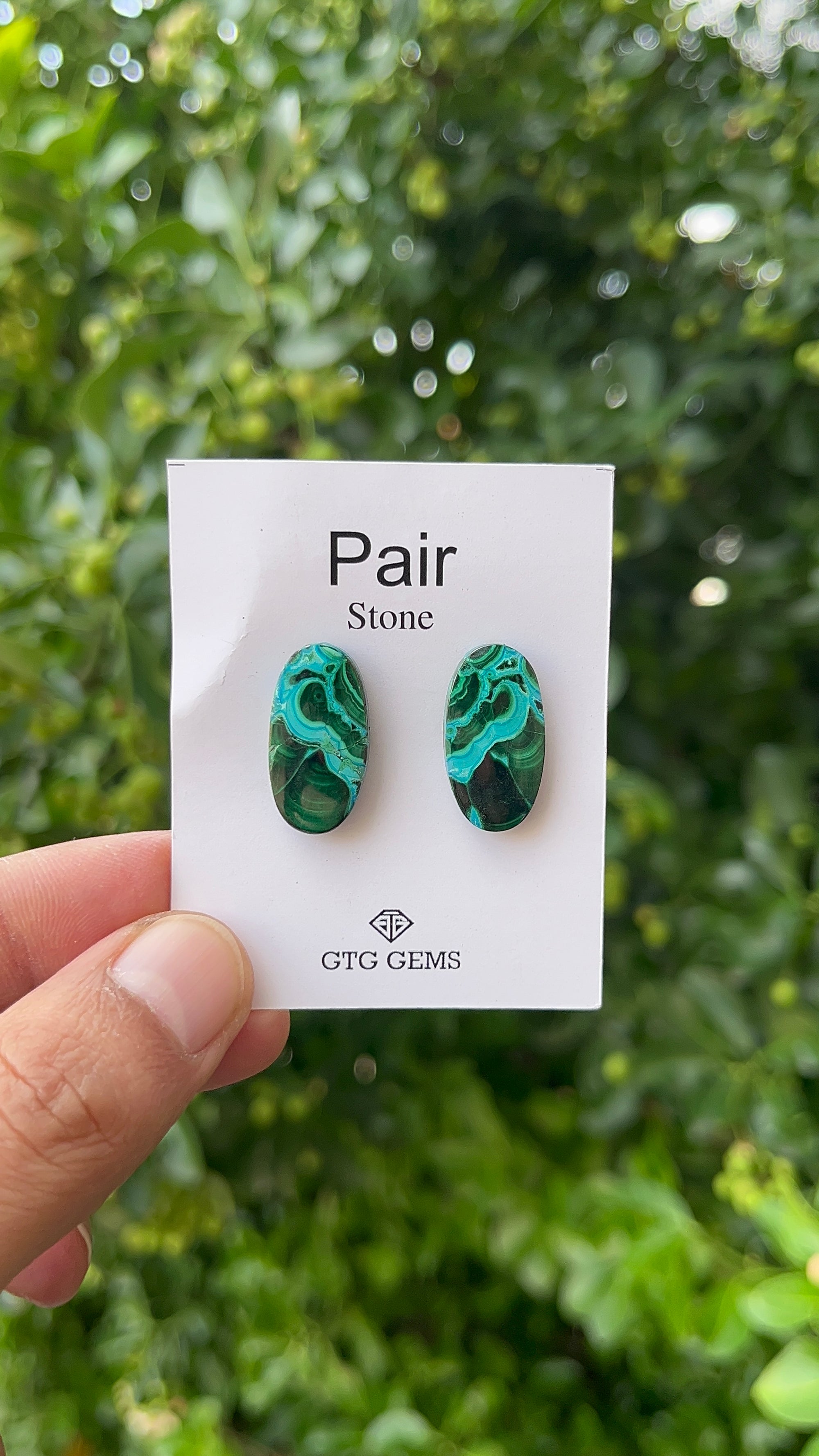 Chrysocolla Malachite Cabochon Matching Pair 22x11 mm