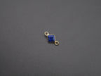 Lapis 18K Gold Filled Bezel 5x5 mm, Double Connector, Lapis Charm