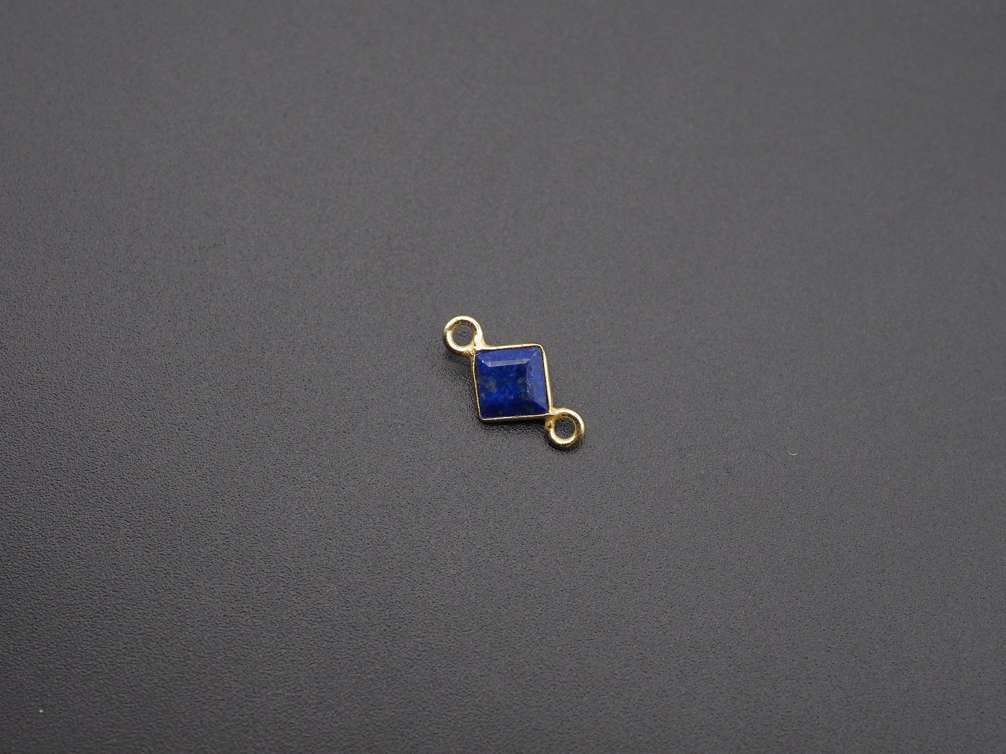 Lapis 18K Gold Filled Bezel 5x5 mm, Double Connector, Lapis Charm
