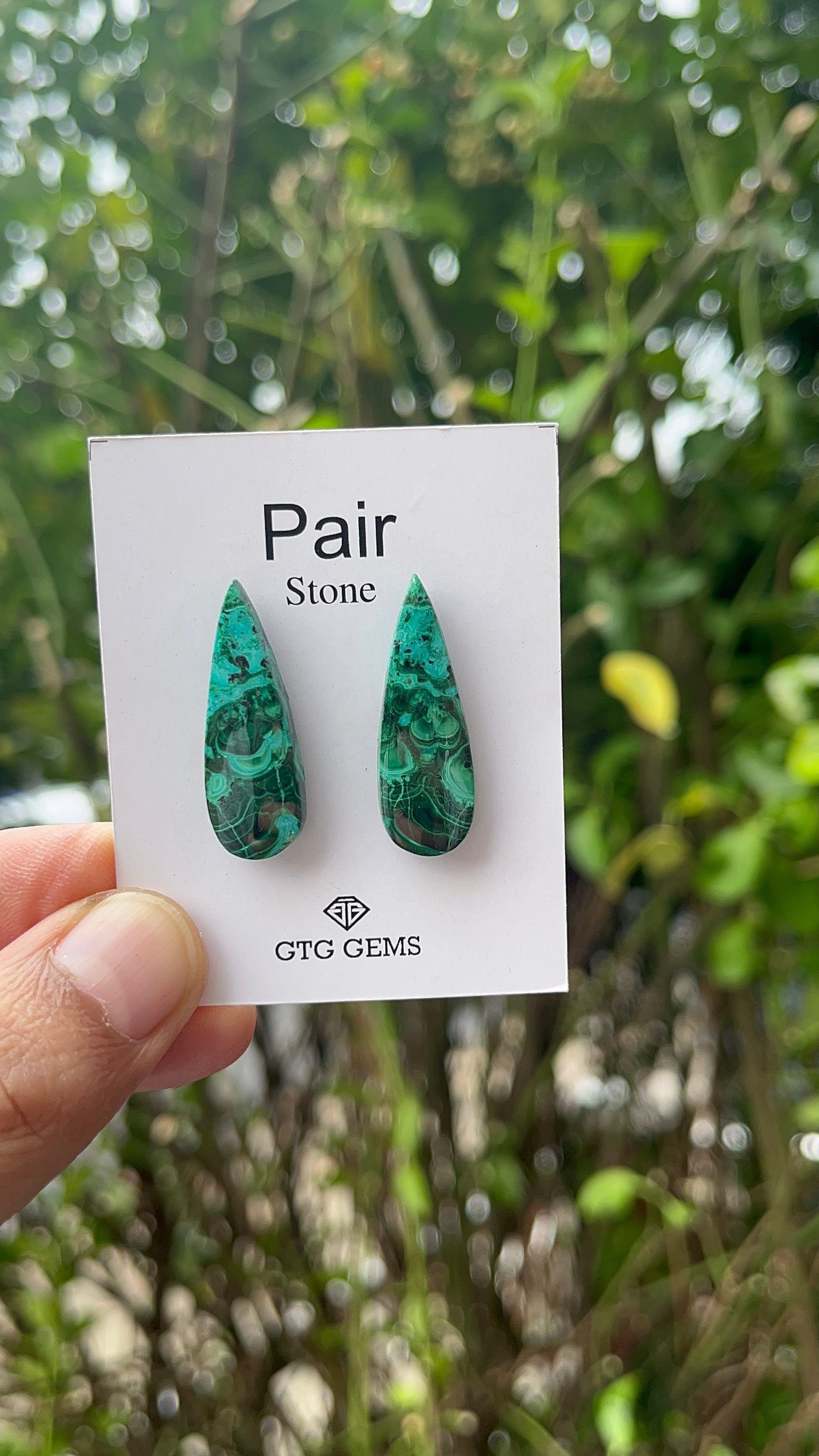 Malachite 31x11 mm Matching Pair Cabochon