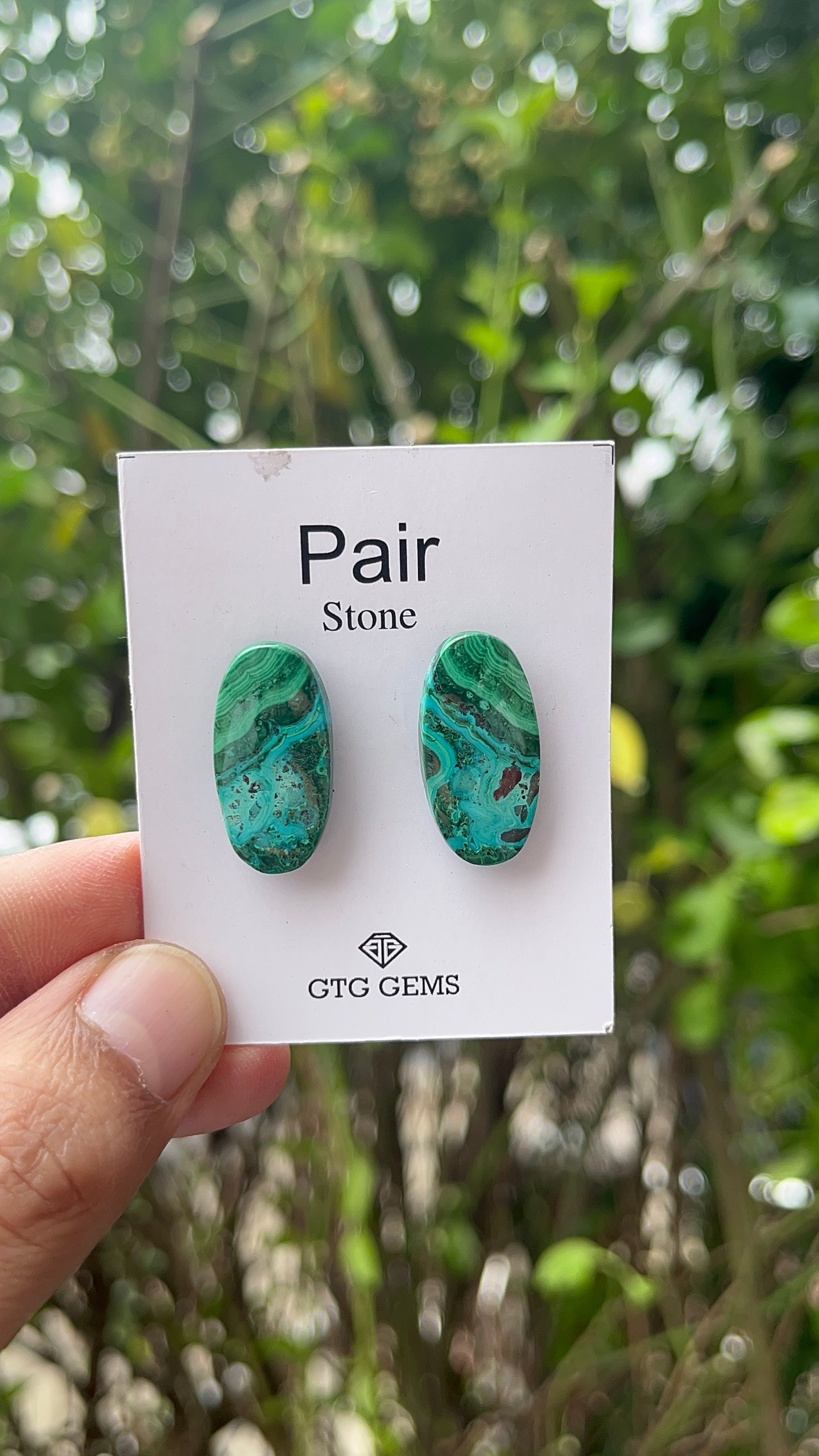 Malachite 25x12 mm Matching Pair Cabochon