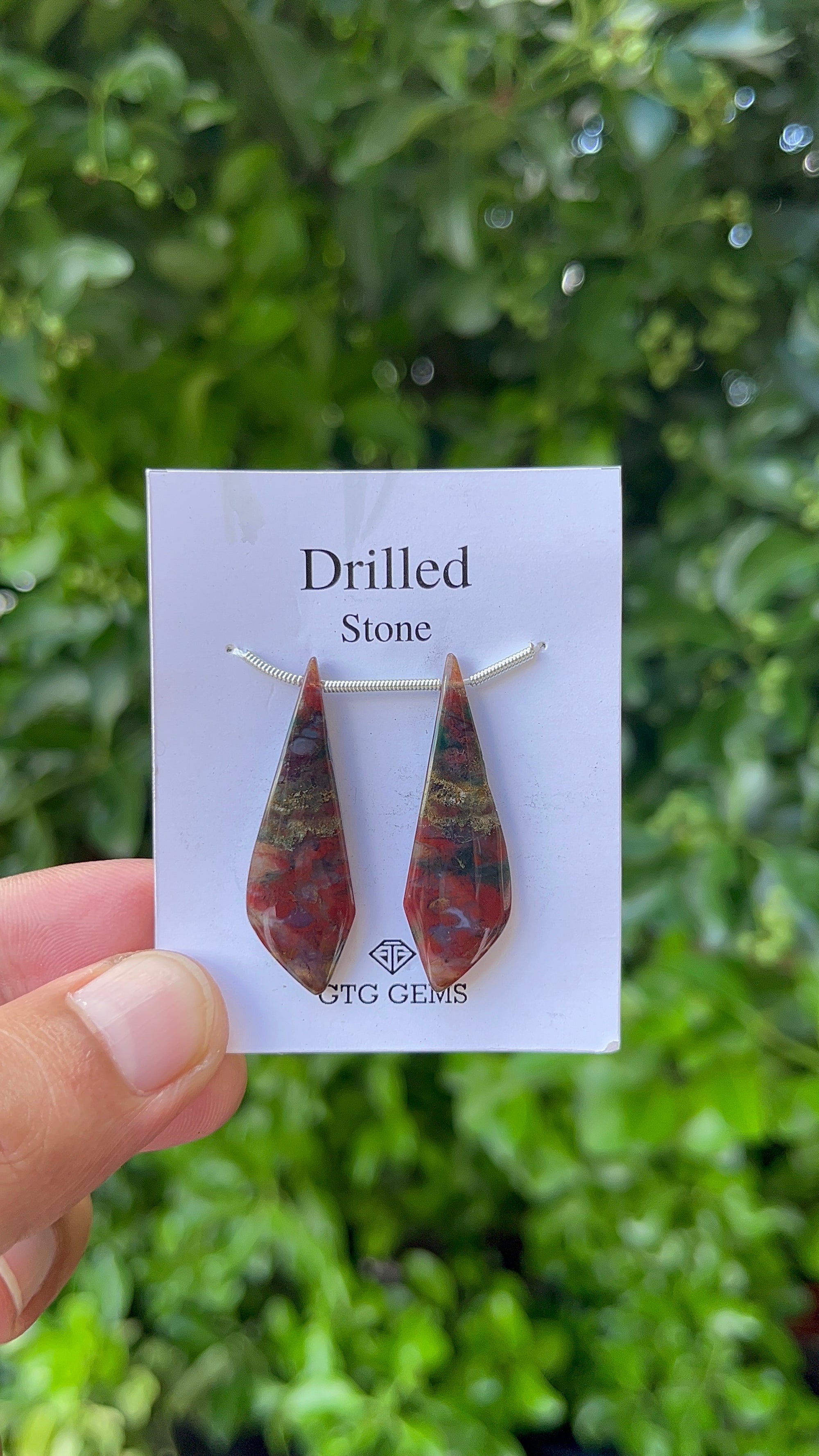 Drilled Blood stone jasper 37x11 mm Approximately 25 Carat (GTG-DBJ-24)