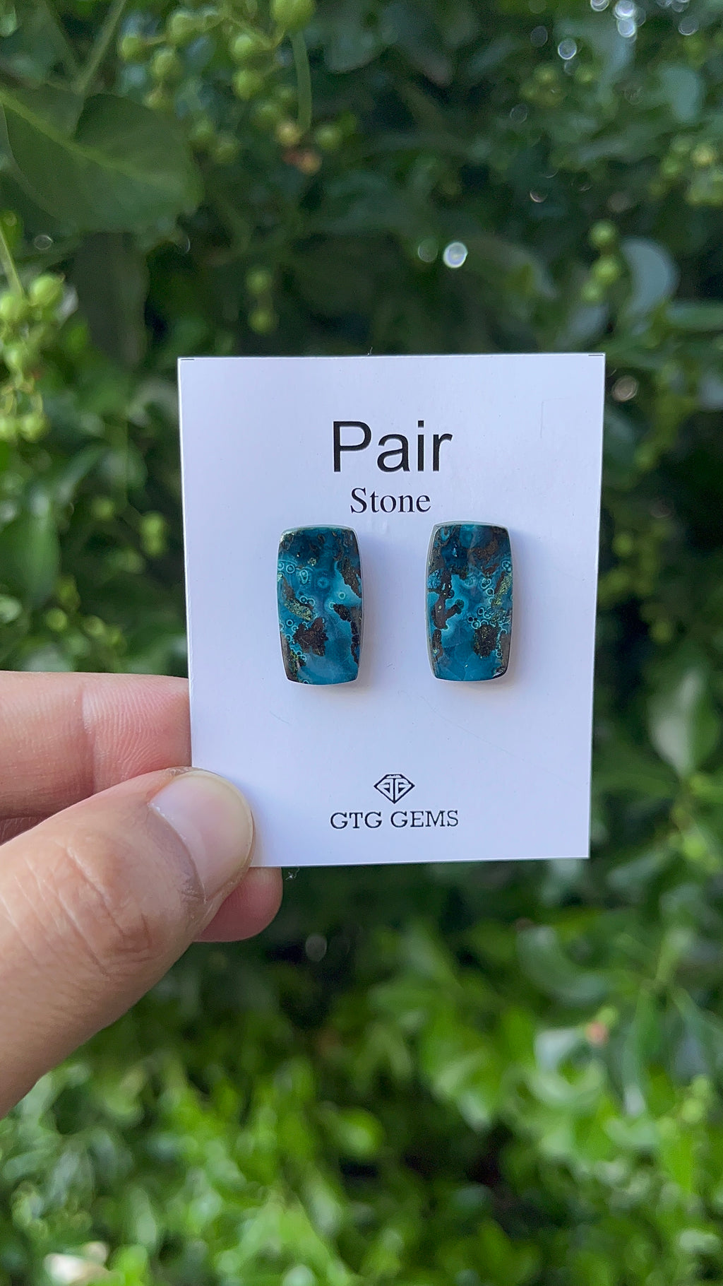 Natural  Azurite Matching Pair Cabochon, 19.5x10.5 mm, Approximately 23.5 carat (GTG-MAC-9)