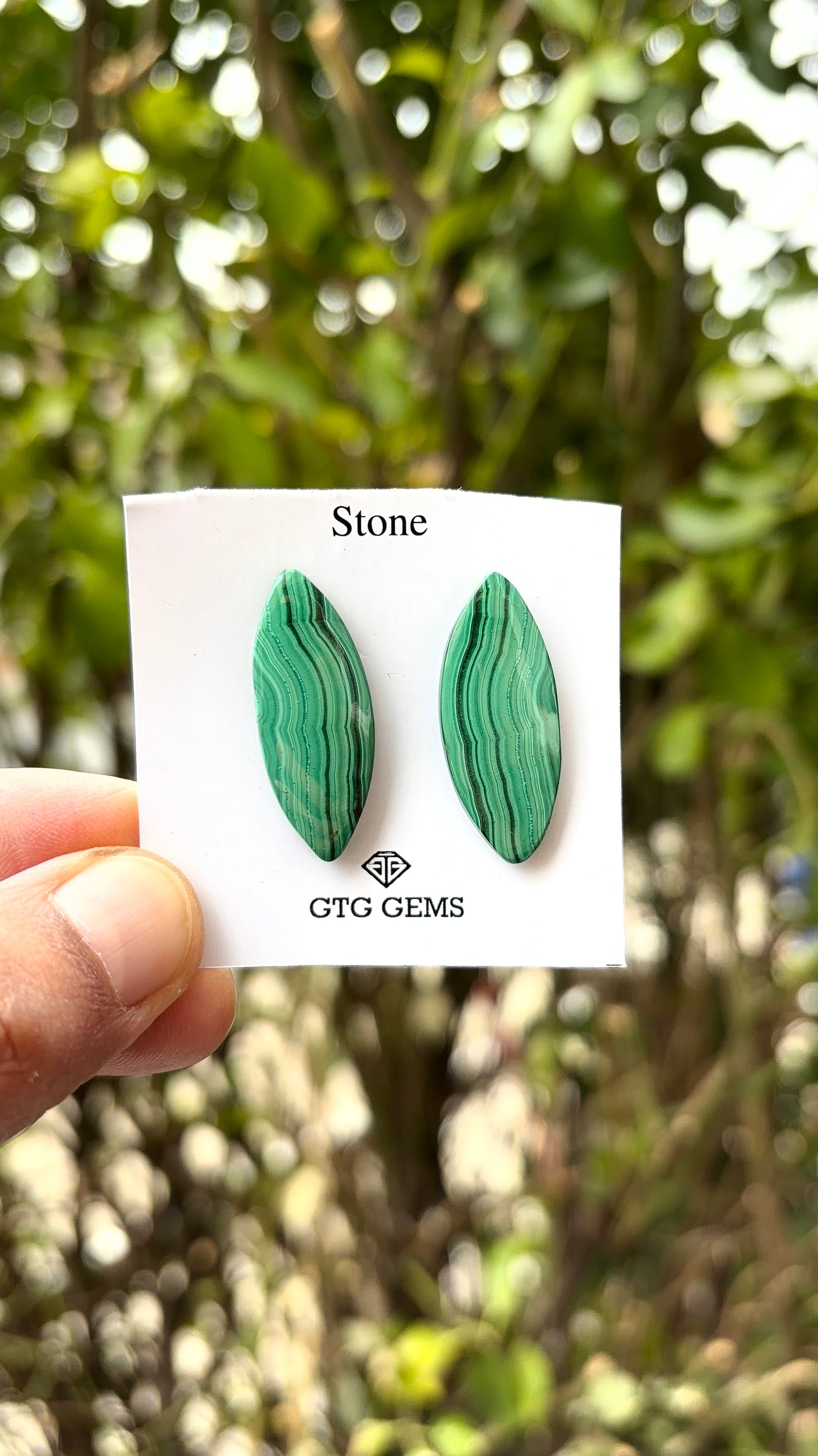 Malachite 30x12 mm Matching Pair Cabochon