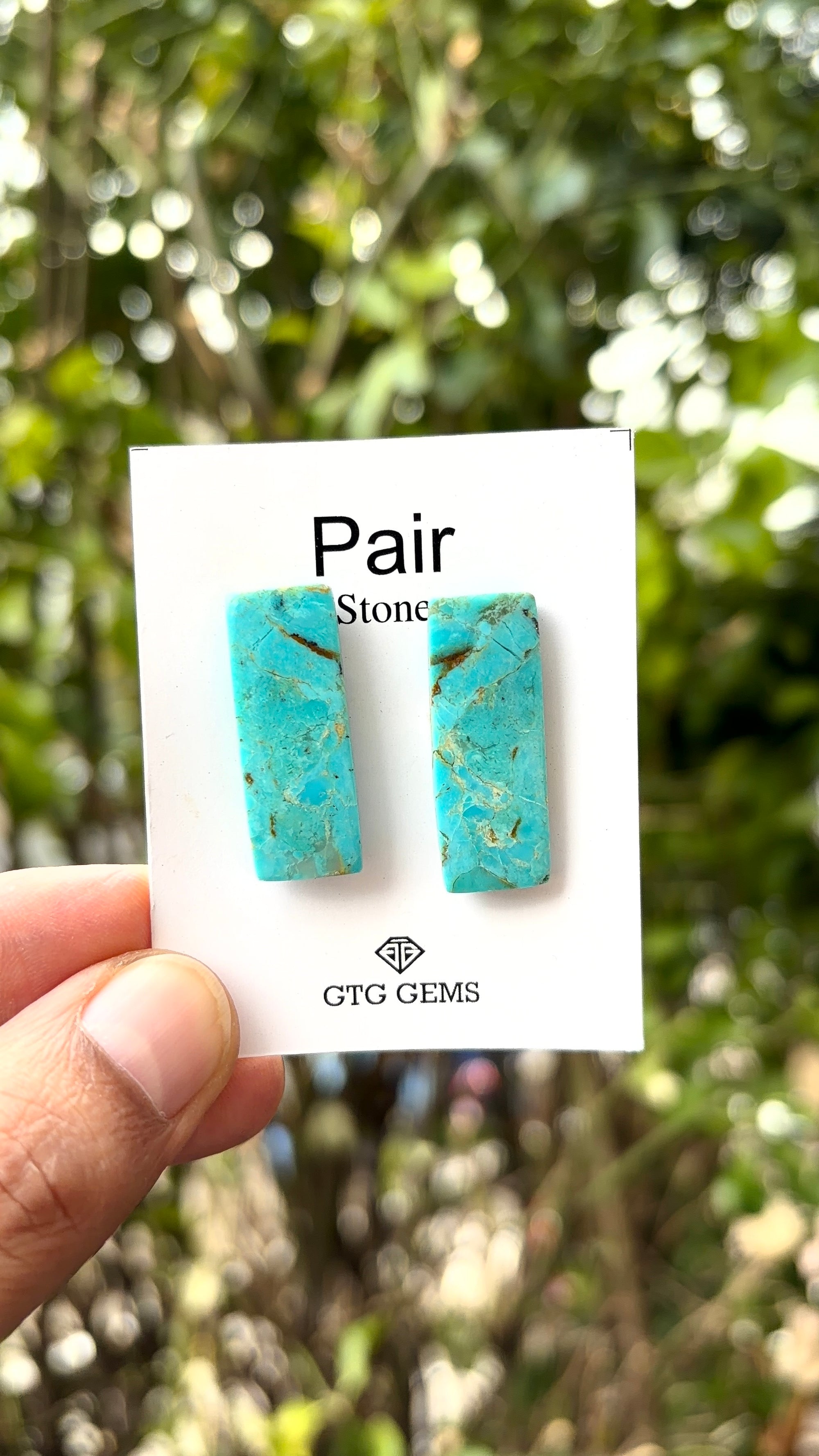 American Turquoise Cabochon Matching Pair 29x10 mm