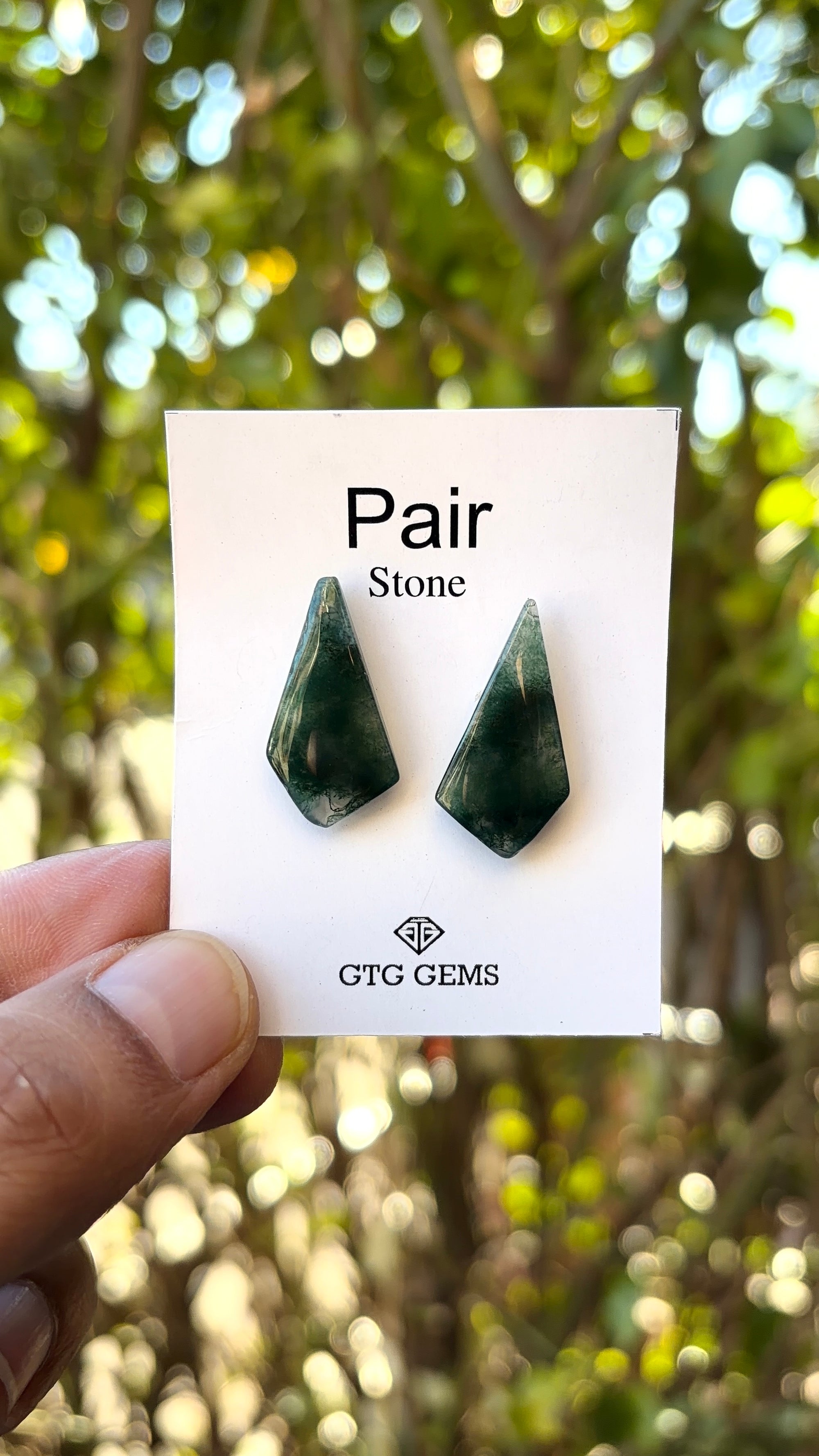 Moss Agate 20x11 mm Matching Pair Cabochon