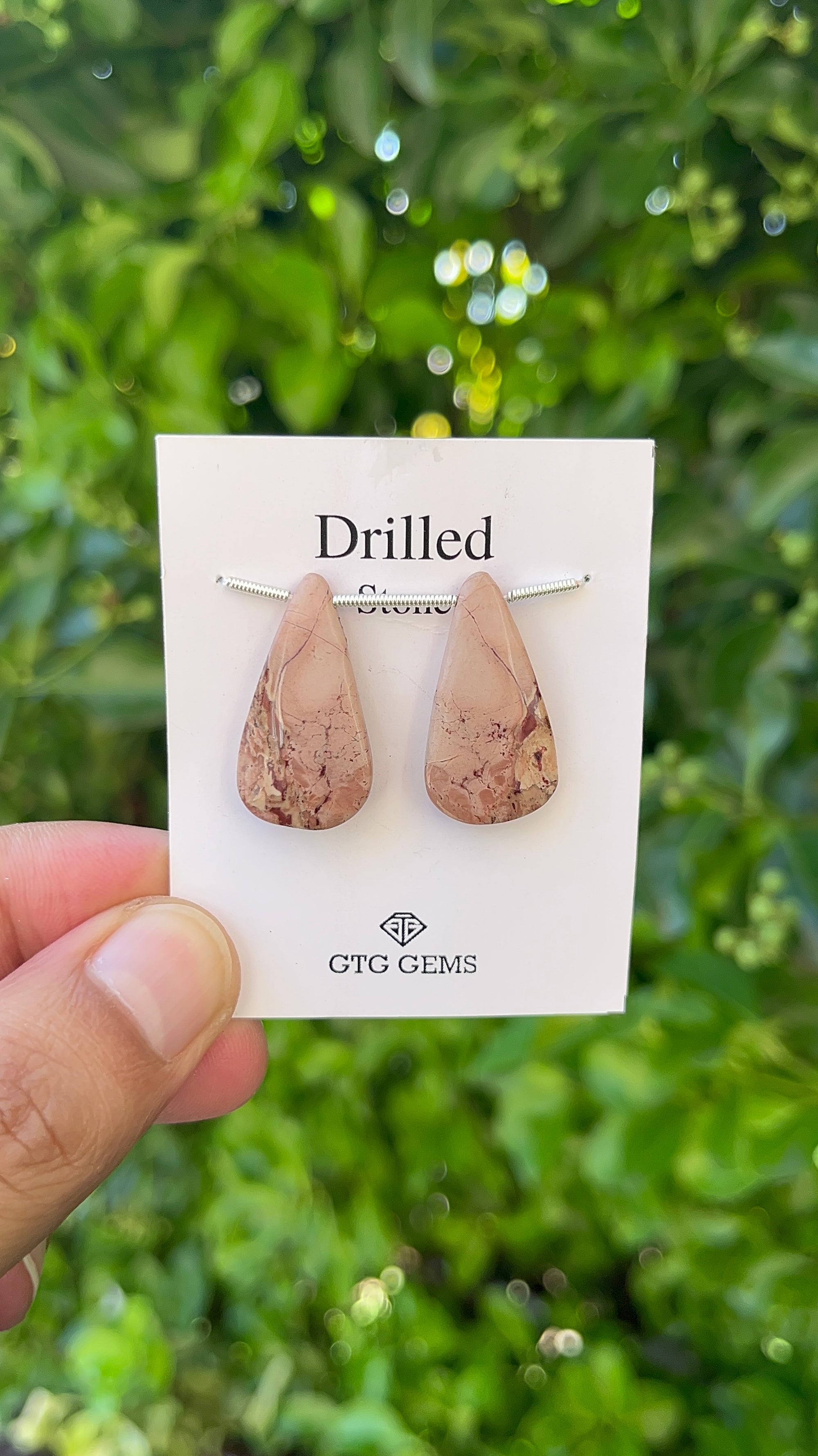Picture Jasper, Drilled Cabochon 27x14 mm Approximately 20.50 Carat (GTG-DPJ-20)