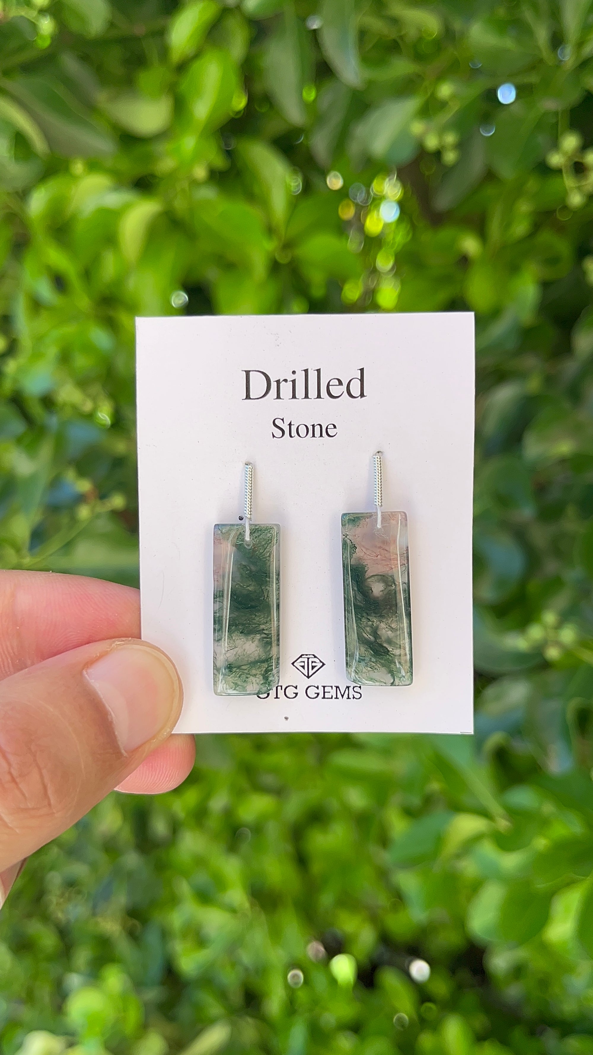 Natural Moss Agate Drilled 26x10 mm