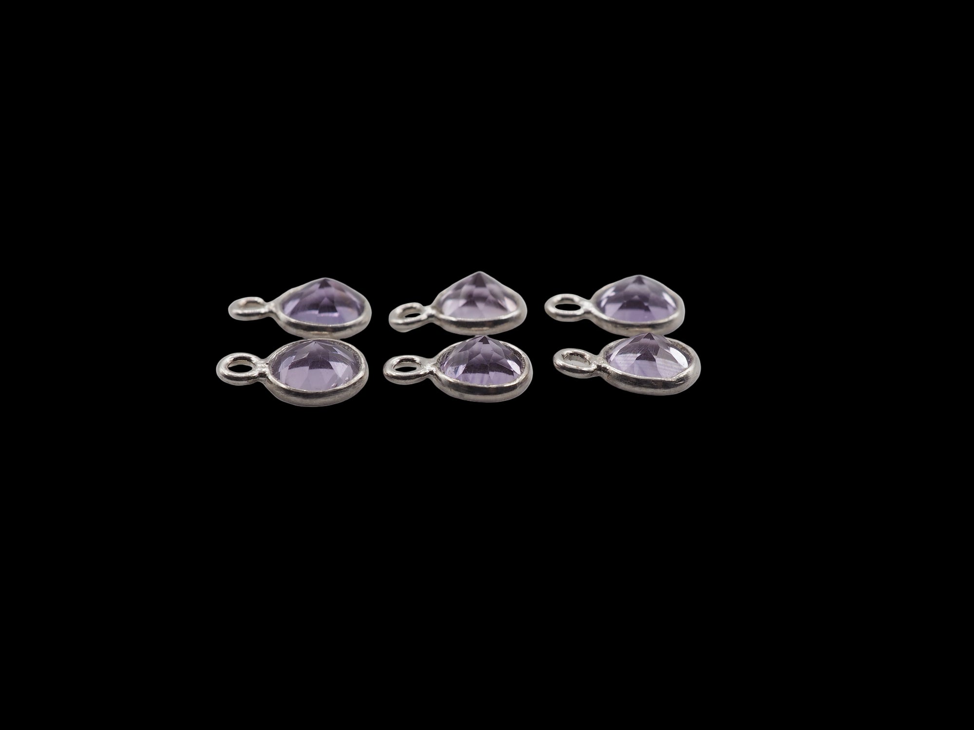 Amethyst Bezel  6 mm, Single Connector, Amethyst Bezel, Amethyst  Charm, 925 Sterling Silver(GTG-SBA-8)