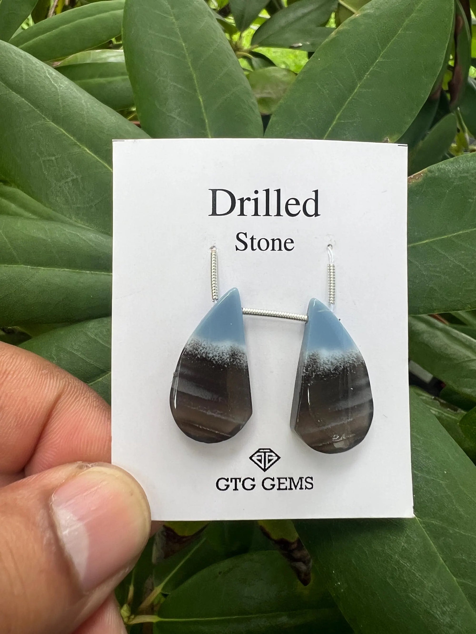 Drilled Blue Opal Cabochon, 25.5x14mm Approximately 22.50 Carat (GTG-DOP-8)