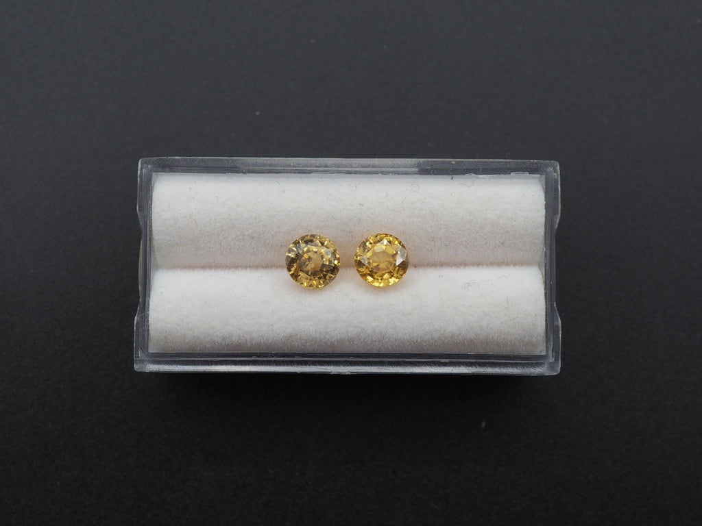 Yellow Zircon Faceted 6mm pair Approximately 3.24 Carat