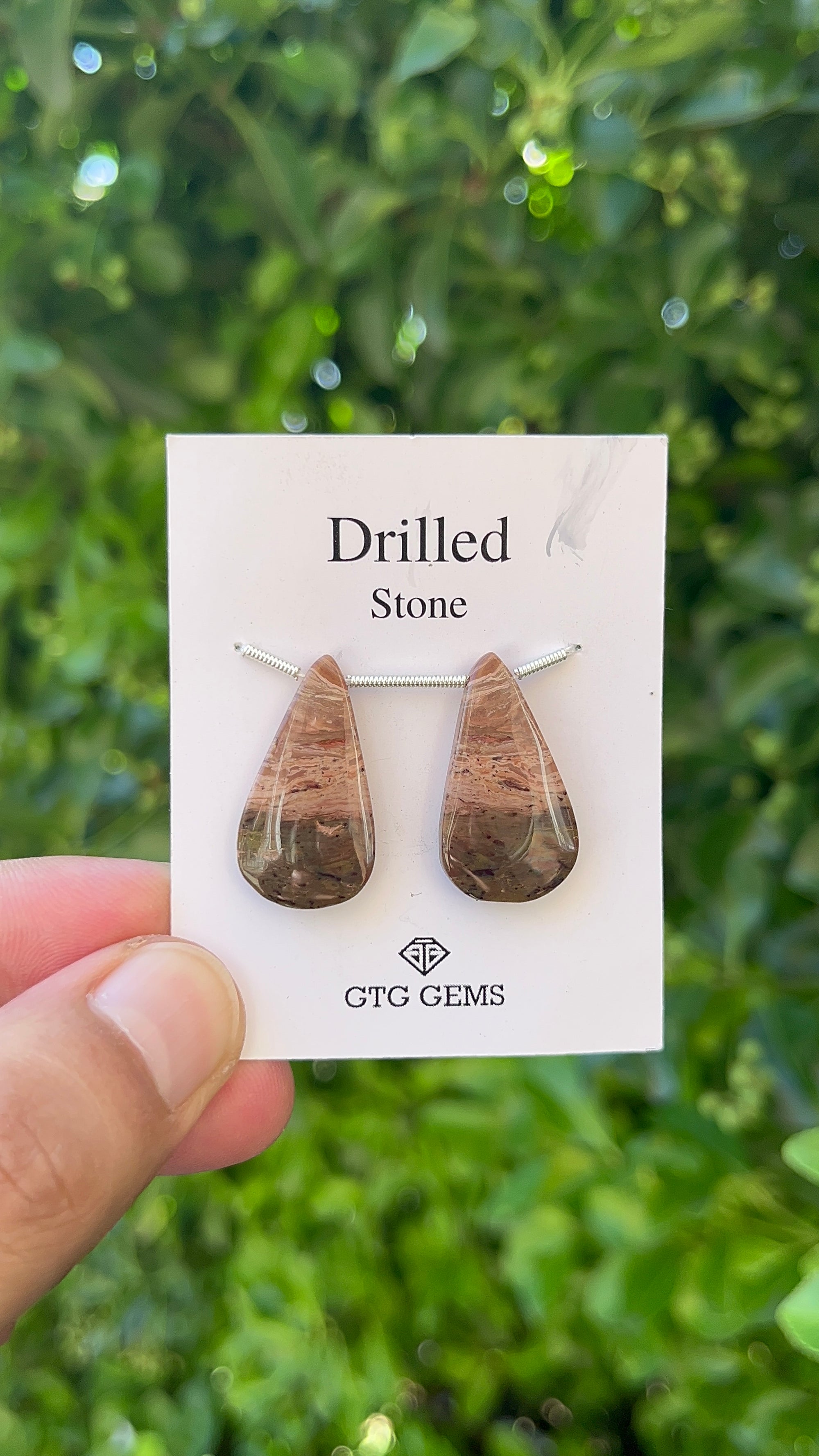 Picture Jasper, Drilled Cabochon 25x14 mm Approximately 21.50 Carat (GTG-DPJ-19)