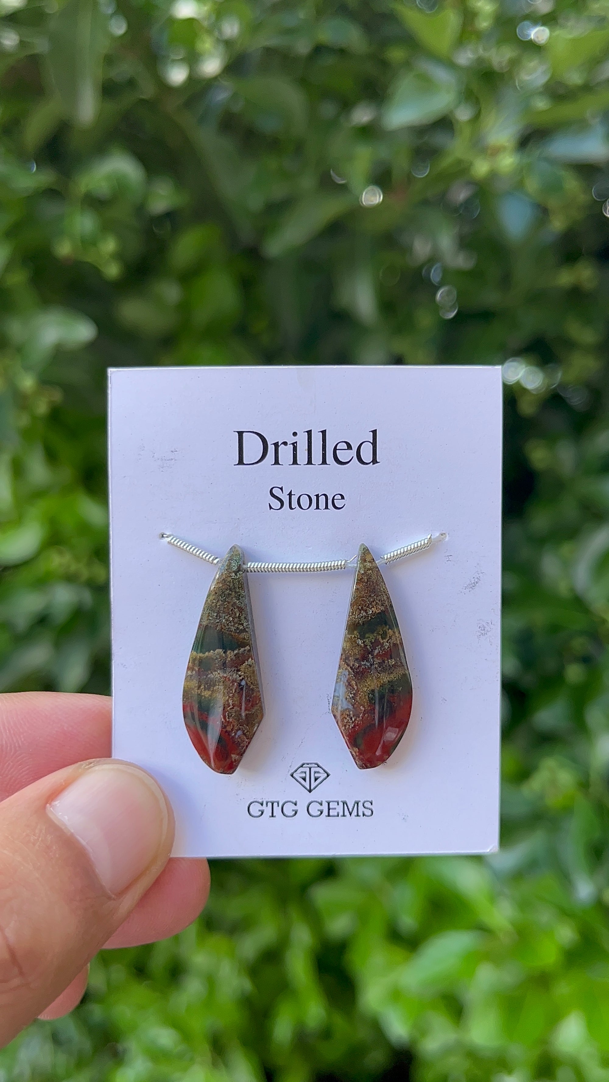 Drilled Blood stone jasper 29x10 mm Approximately 18 Carat (GTG-DBJ-14)