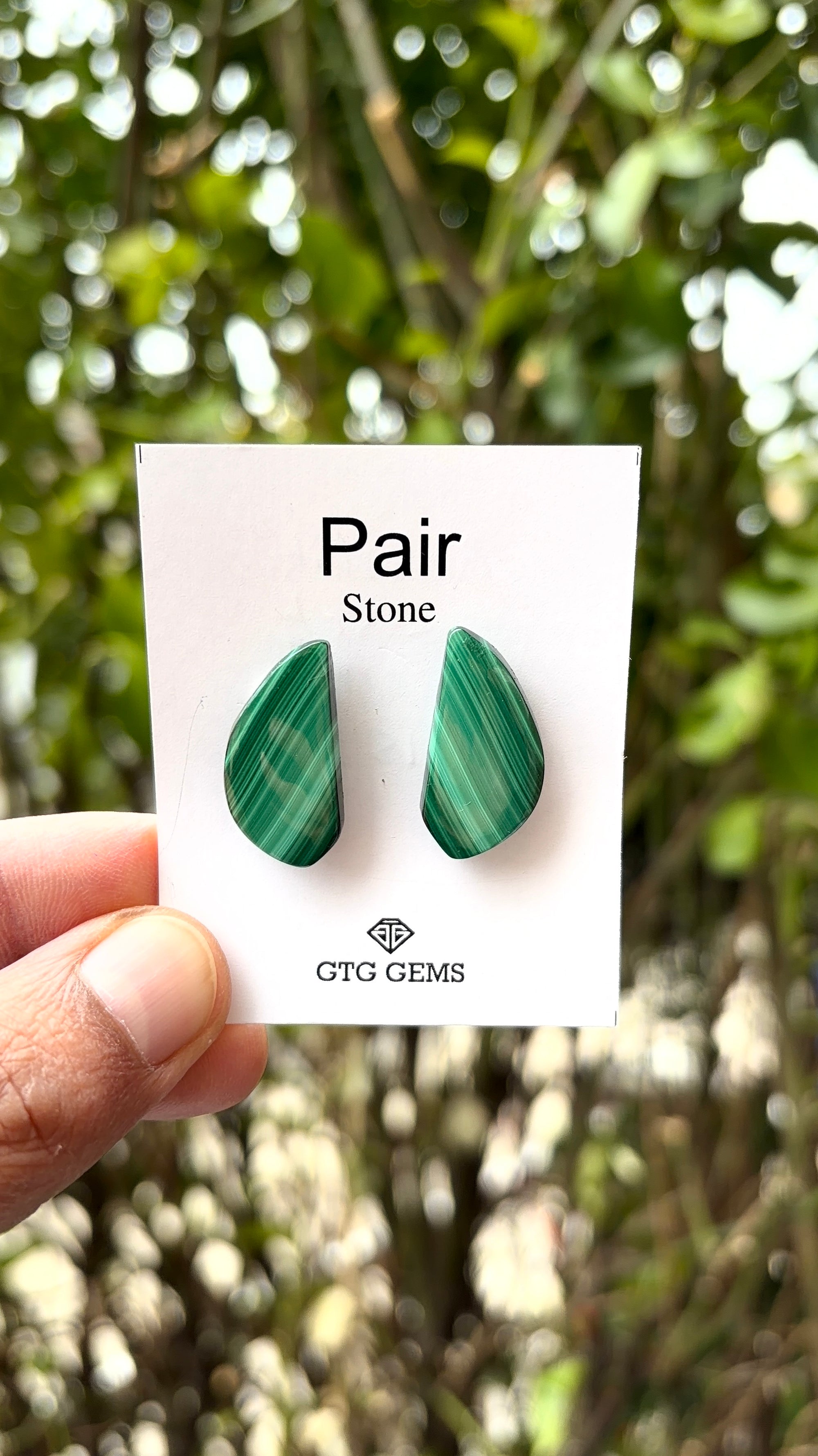 Malachite 25x12 mm Matching Pair Cabochon