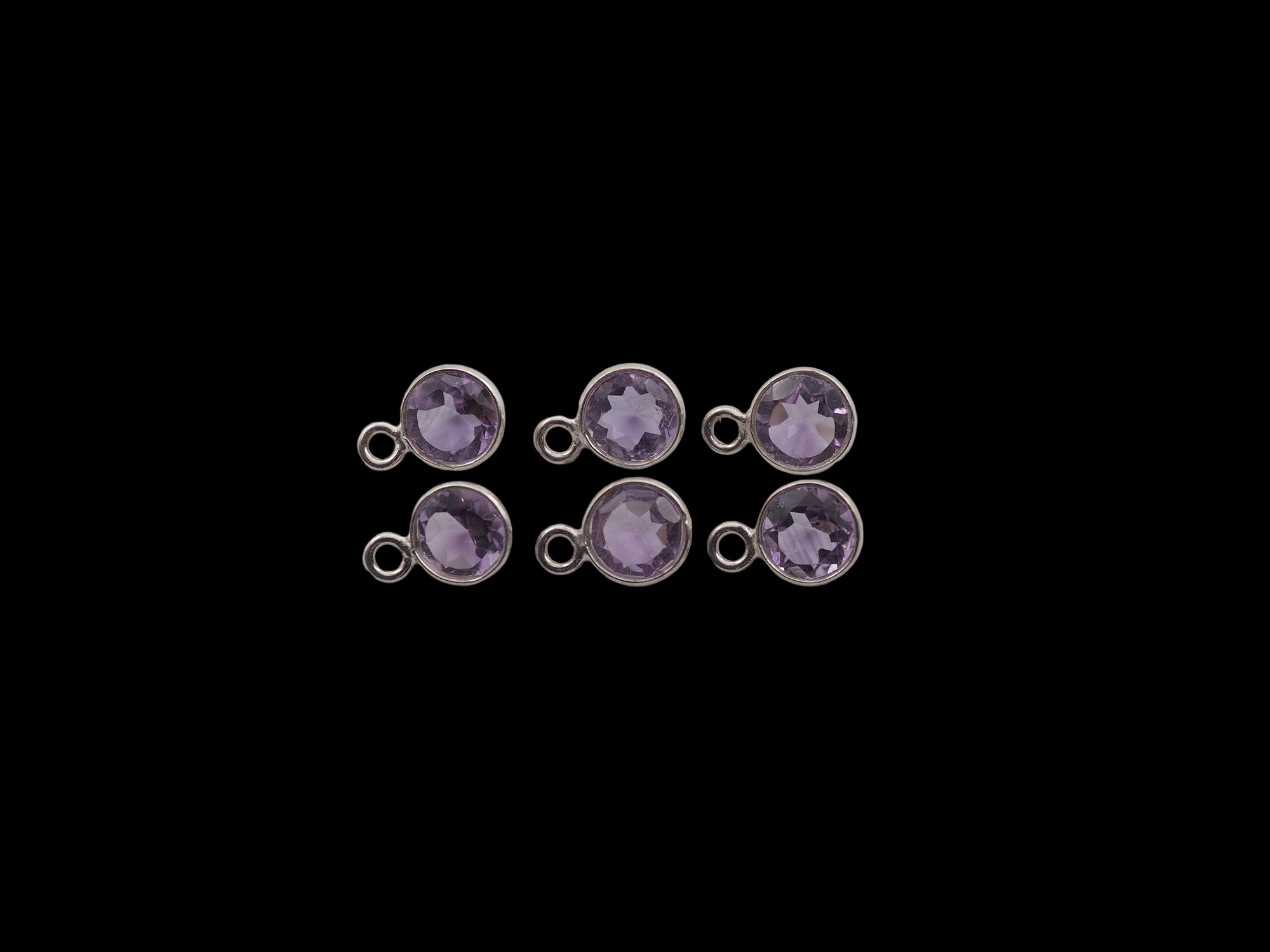 Amethyst Bezel  6 mm, Single Connector, Amethyst Bezel, Amethyst  Charm, 925 Sterling Silver(GTG-SBA-8)