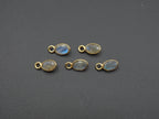 Labradorite 18K Gold Filled Bezel 6x4 mm, Single Connector, Labradorite Charm