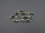 London BLue Topaz 18K Gold Filled Bezel 6x4 mm, Single Connector, Topaz Charm, 1 Piece