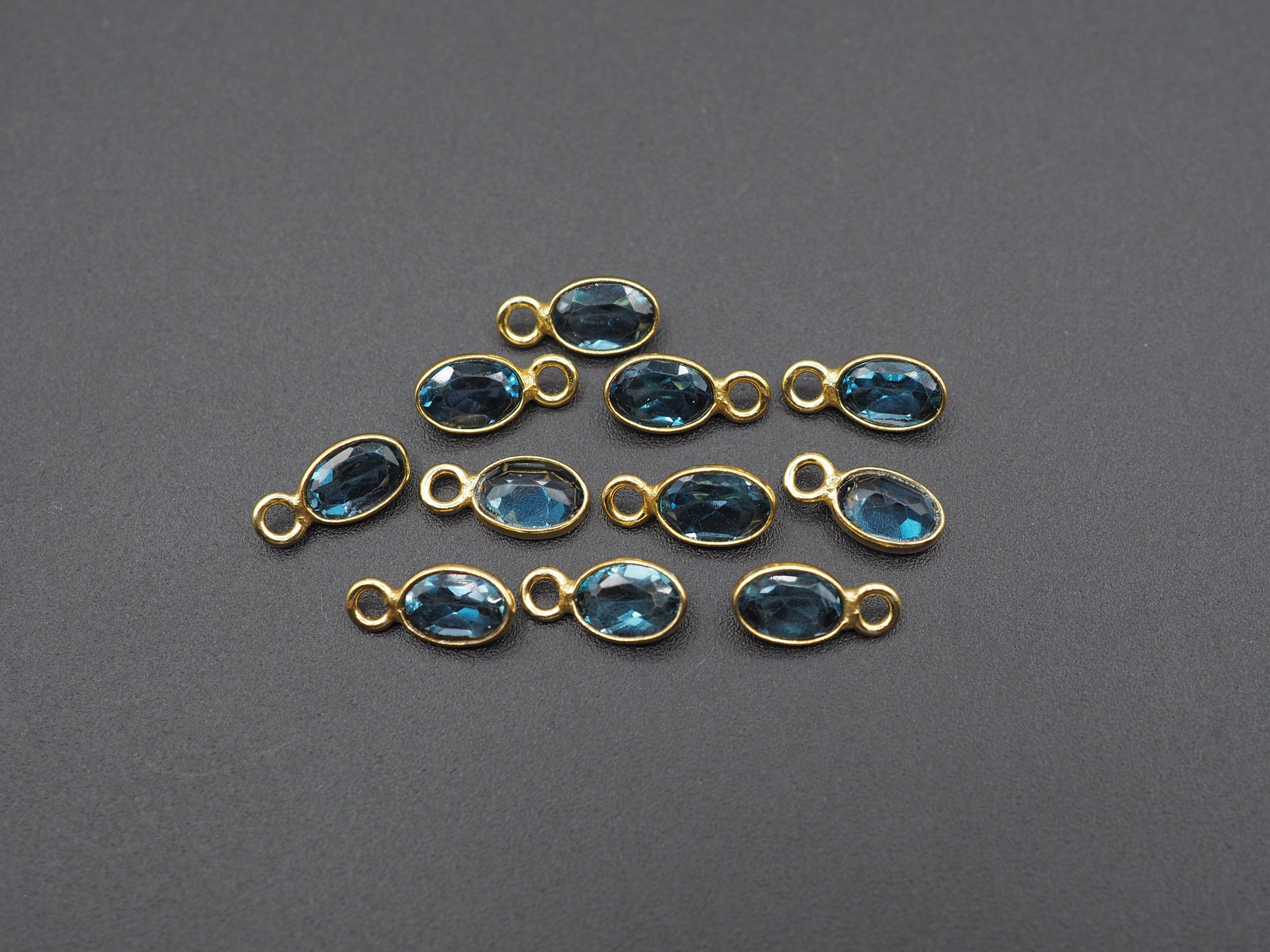 London BLue Topaz 18K Gold Filled Bezel 6x4 mm, Single Connector, Topaz Charm, 1 Piece