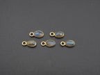Labradorite 18K Gold Filled Bezel 6x4 mm, Single Connector, Labradorite Charm