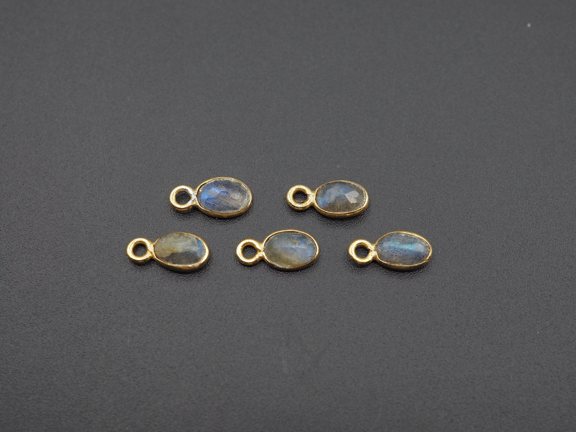 Labradorite 18K Gold Filled Bezel 6x4 mm, Single Connector, Labradorite Charm