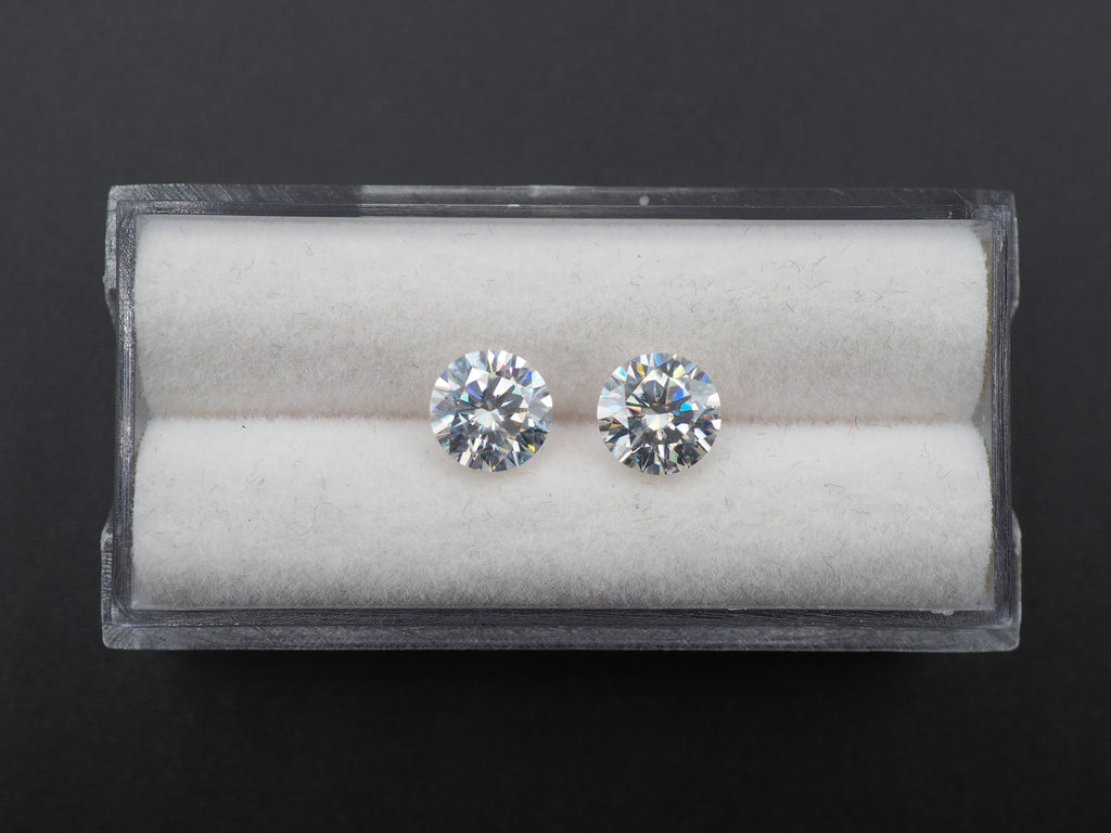Moissanite Faceted 6.5 mm Matching Pair Approximately 1.80 Carat (GTG-MO-38)