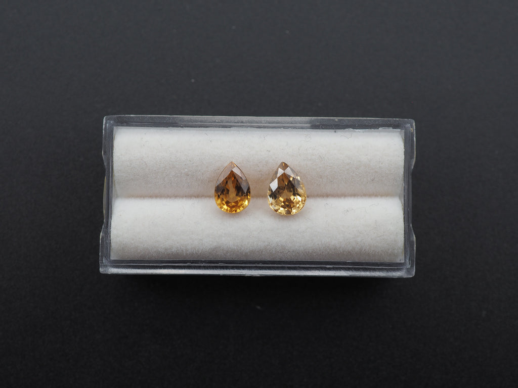 Yellow Zircon Faceted Tear Drop pair Approximately 3.96  Carat