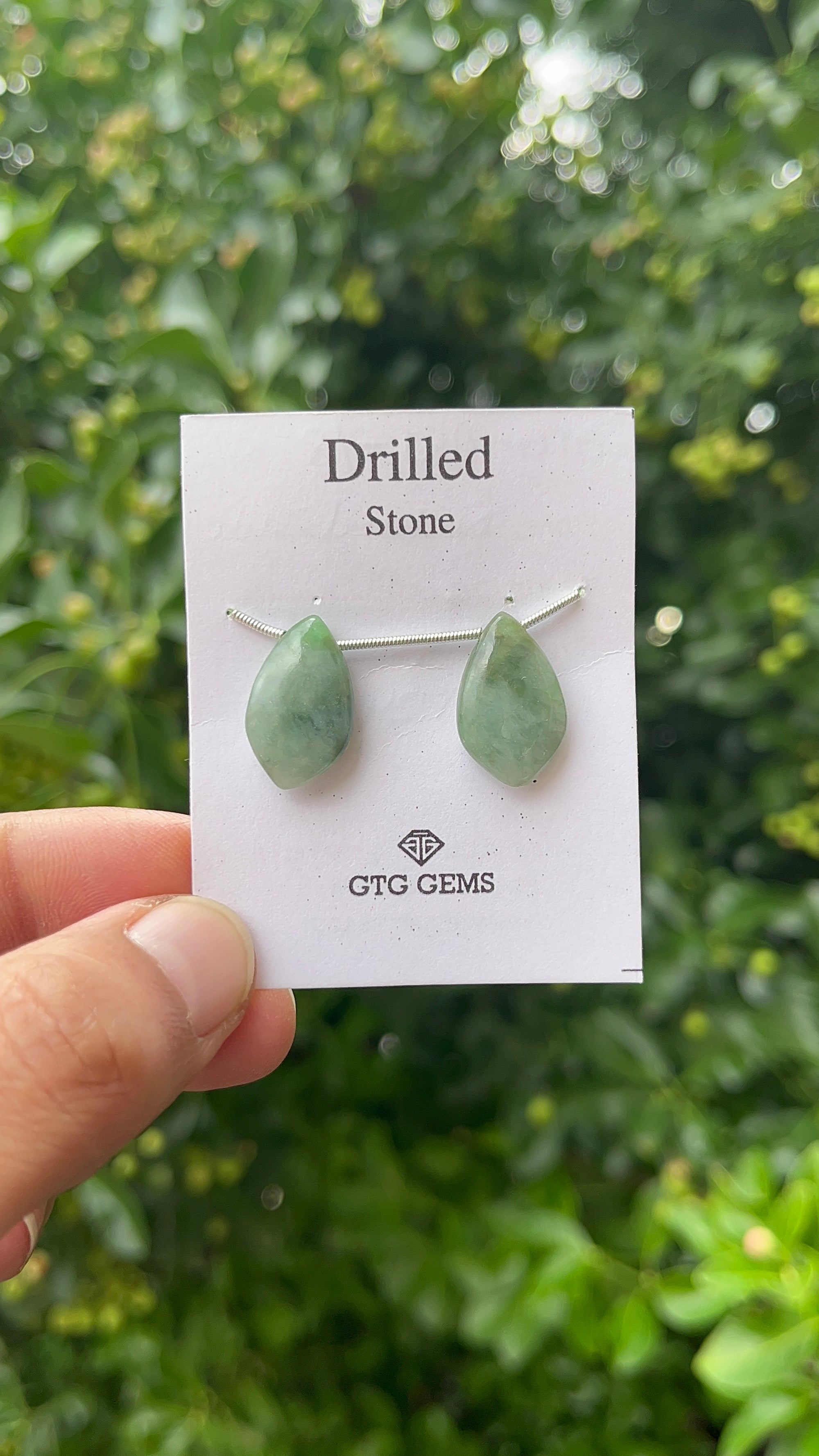 Natural Jade Drilled Matching Pair  Almond Shape 20 x 12 mm | Side Drilled | Smooth Jade| (GTG-DSJ-18)