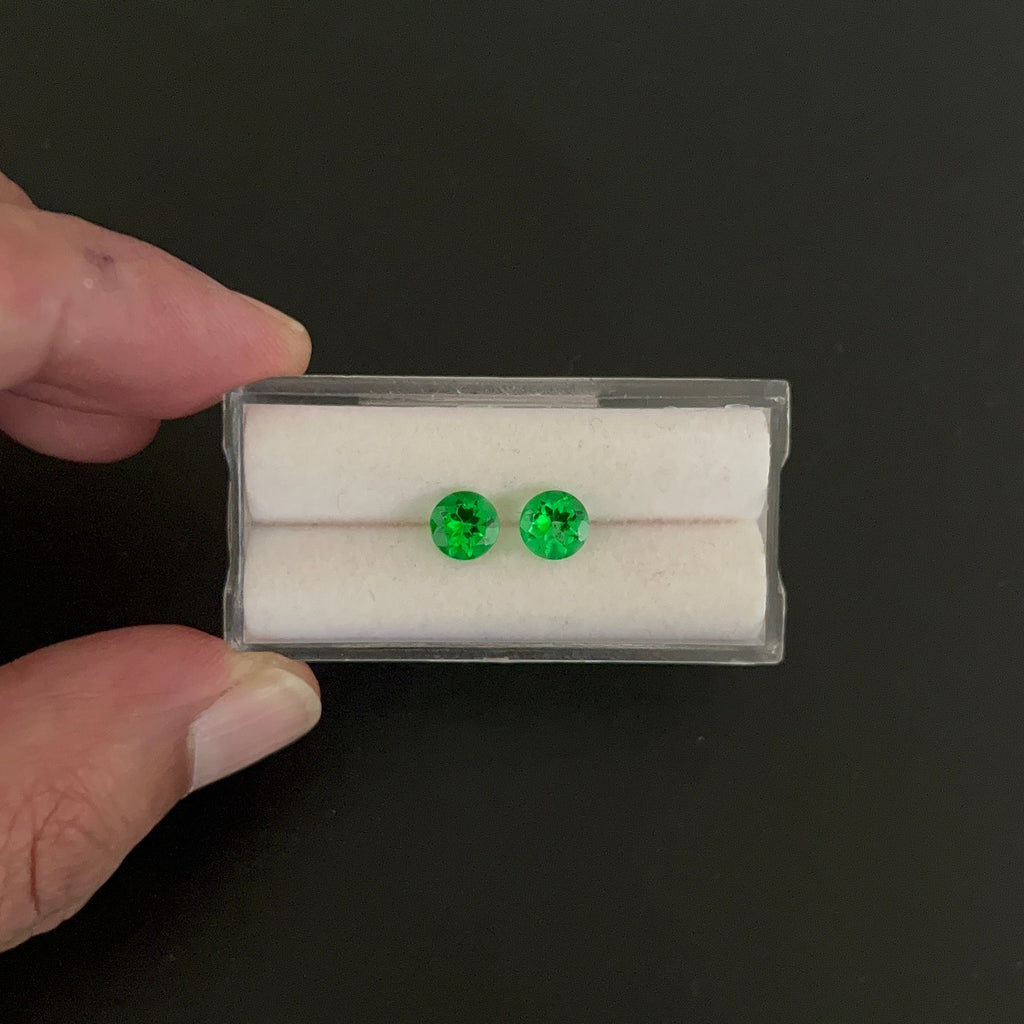 Green Topaz Faceted Matching Pair 6.2 mm, Approximately 1.82 Carat (GTG-GTO-27)