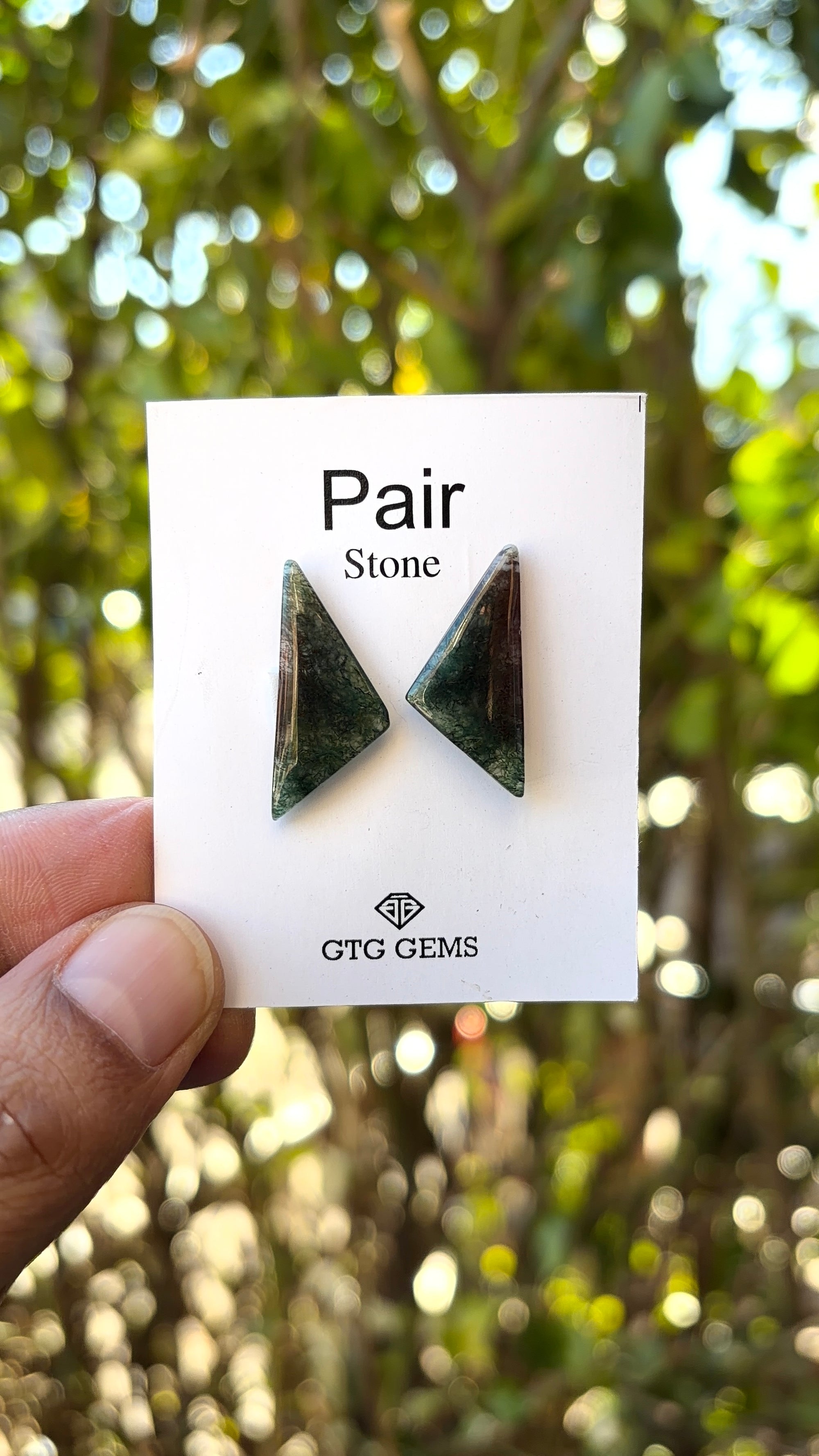 Moss Agate 28x12 mm Matching Pair Cabochon