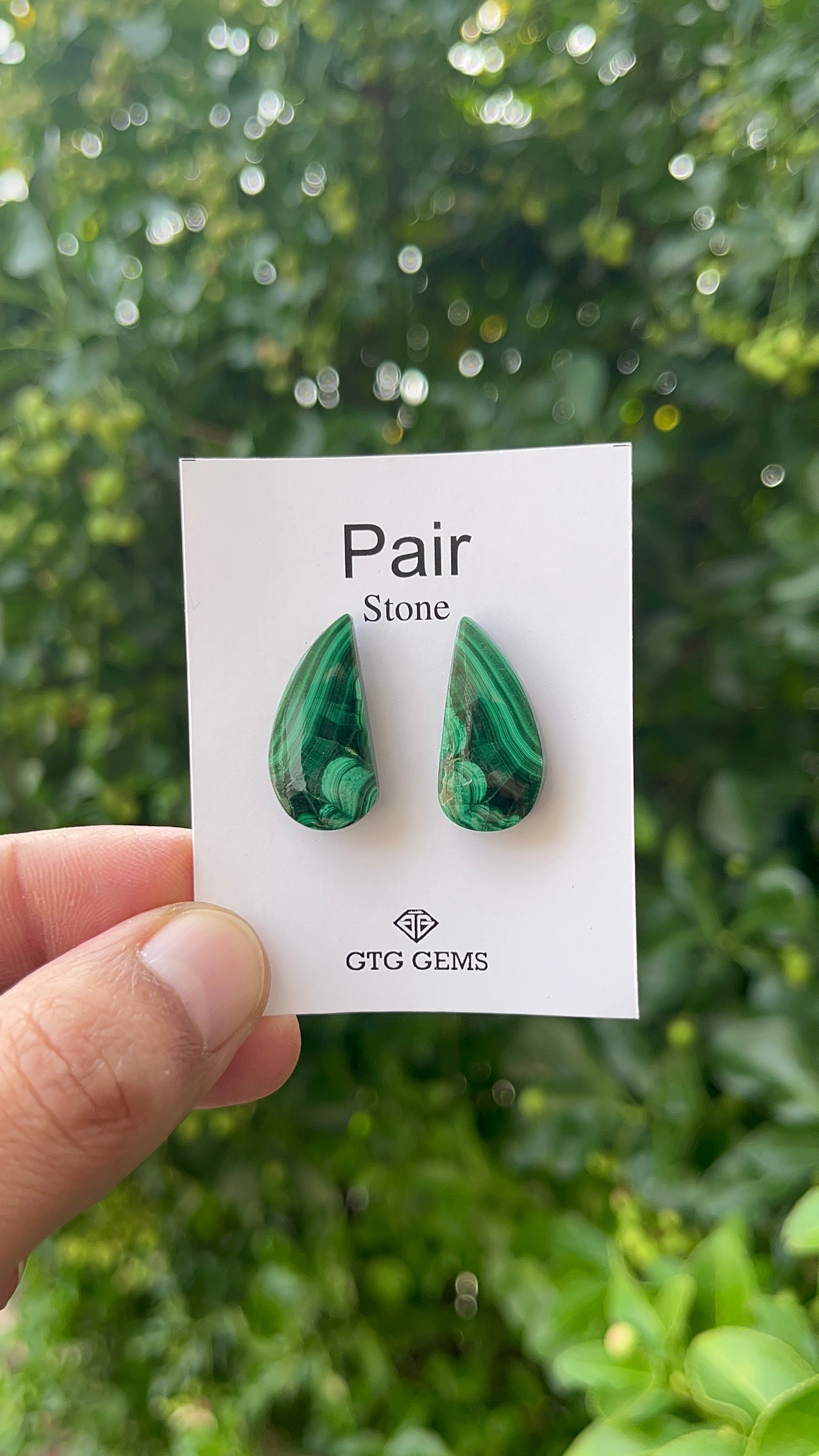 Malachite 24x12mm Matching Pair Cabochon Approximately 29 Carat (GTG-MMC-6)