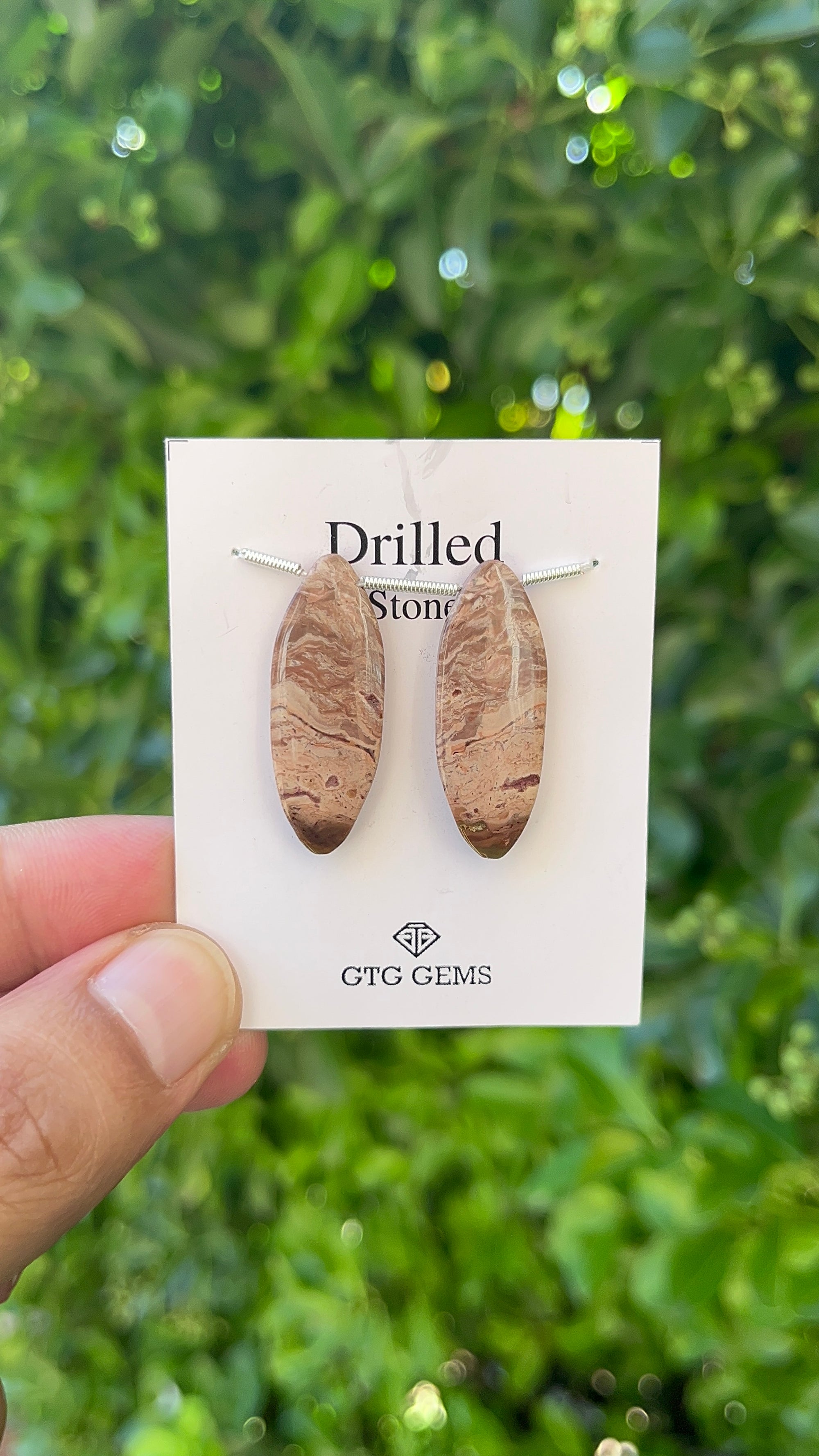 Picture Jasper, Drilled Cabochon 31x12 mm Approximately 22 Carat (GTG-DPJ-18)